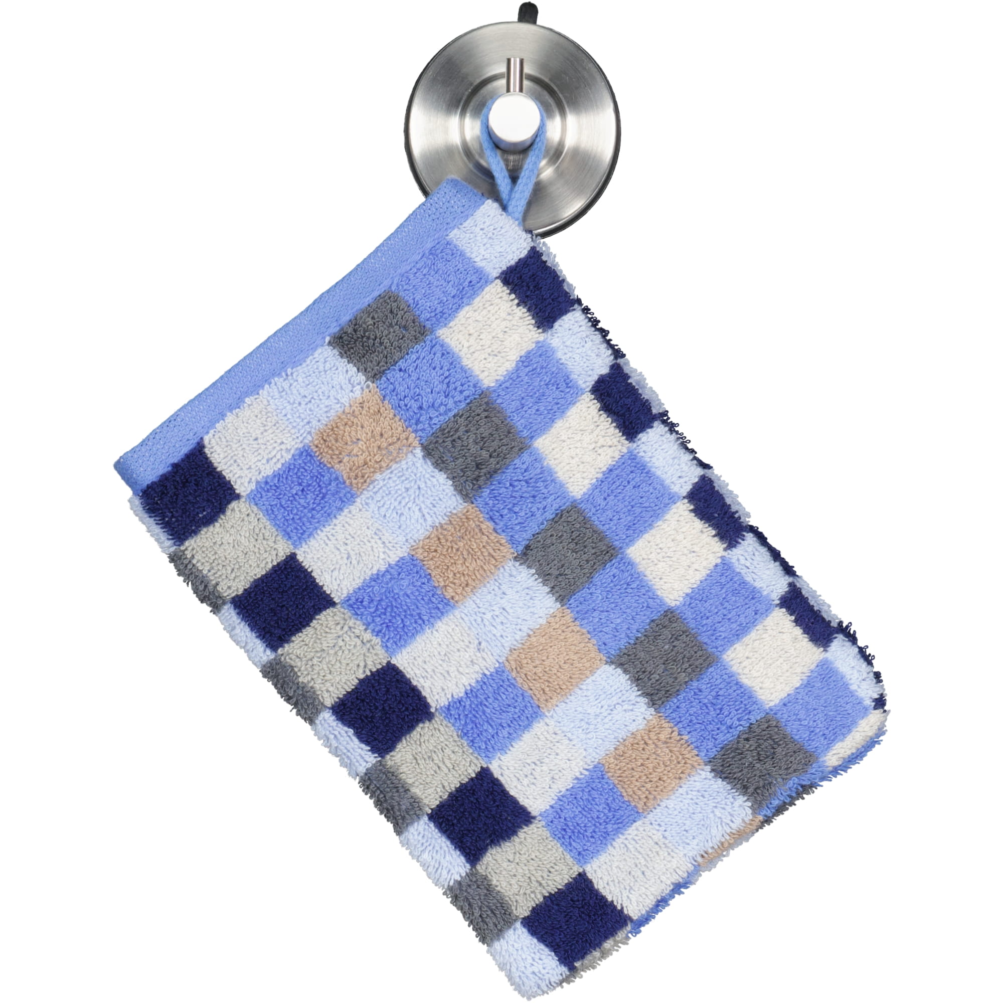 Cawö - Unique Karo 942 - Farbe: saphir - 11 - Waschhandschuh 16x22 cm