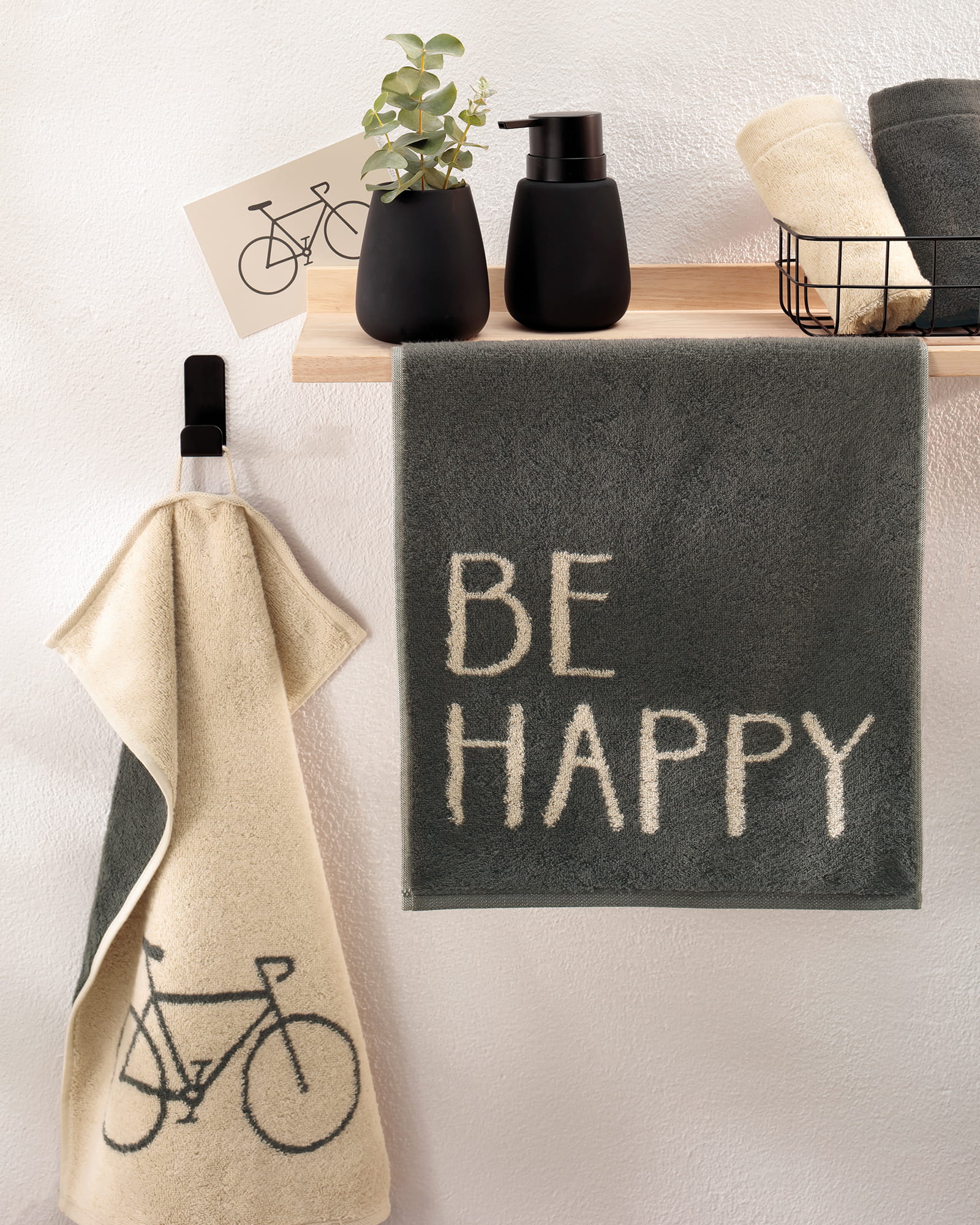 Cawö Gästetücher Postcard Towels Edition 100 BE HAPPY - 18 - Gästetuch 30x50 cm