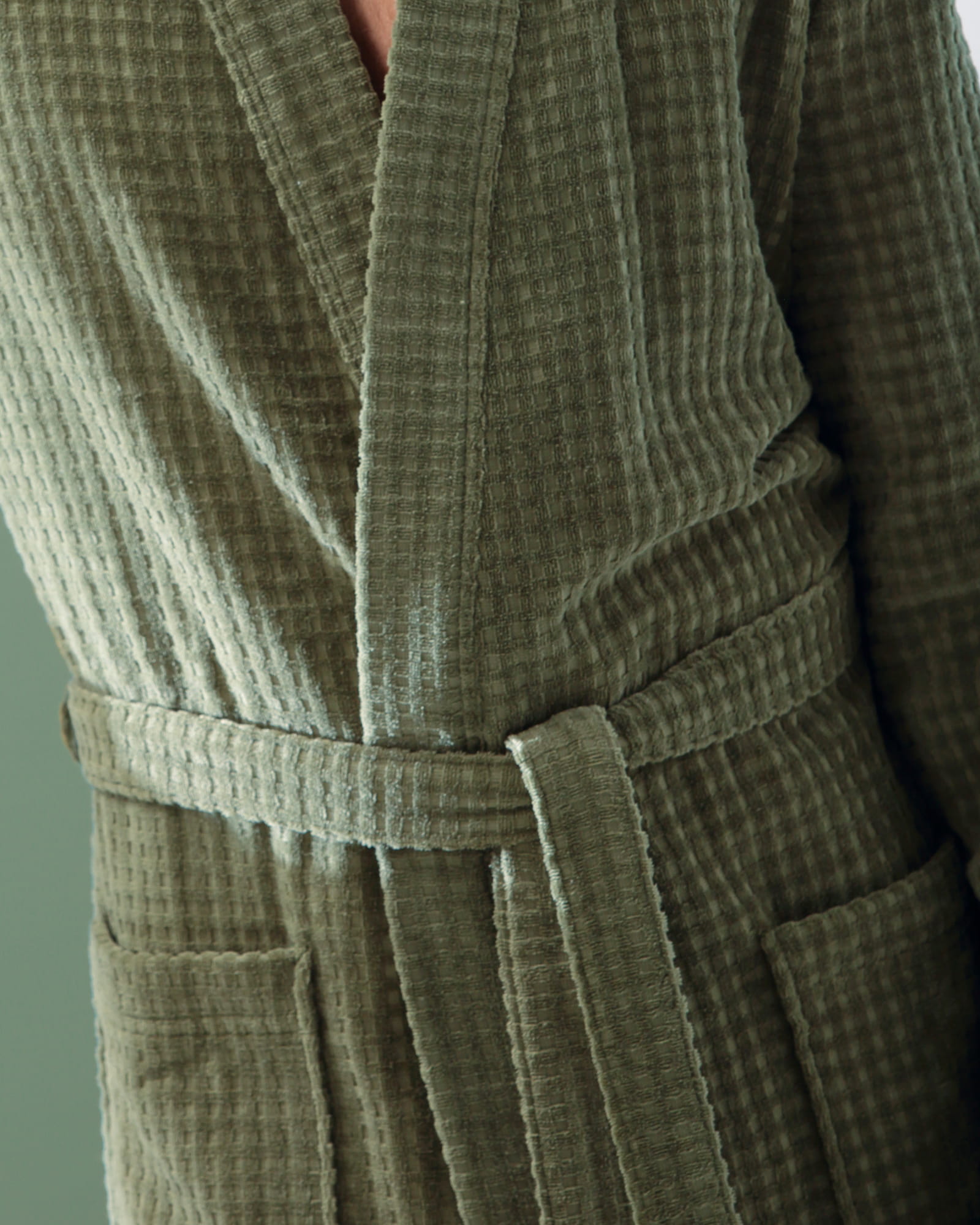 Cawö Bademäntel Herren Kimono Waffelpique 5508 field - 453