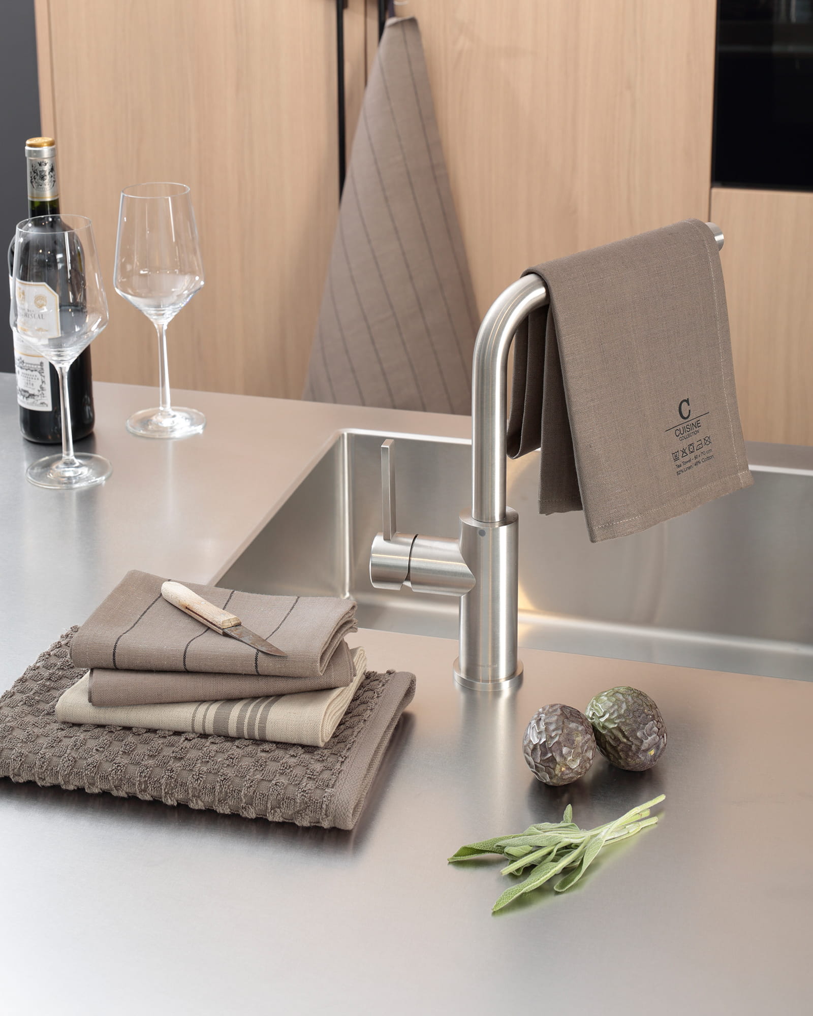 Cawö Home Geschirrtücher Cuisine Nature Akzent 533 muskat - 33 - 50x70 cm