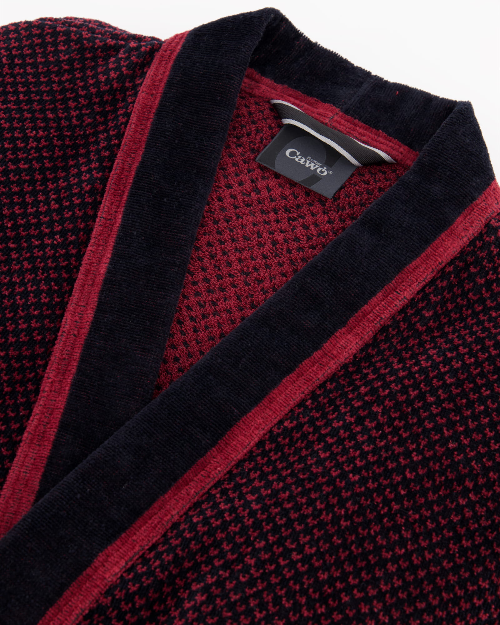 Cawö Bademäntel Herren Kimono 4839 rot-schwarz - 92