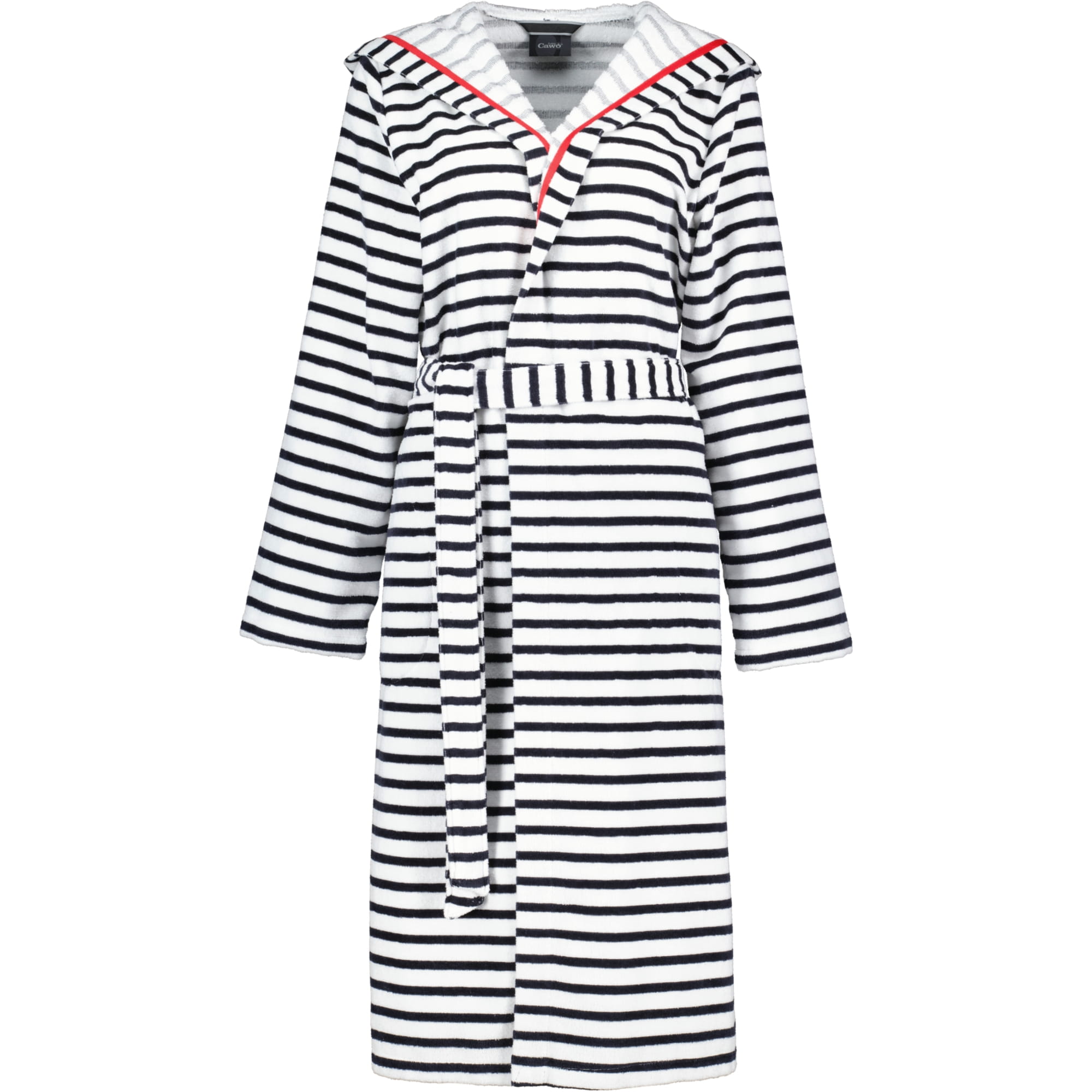 Cawö Bademäntel Damen Kapuze Streifen 1243 schwarz-weiß - 96
