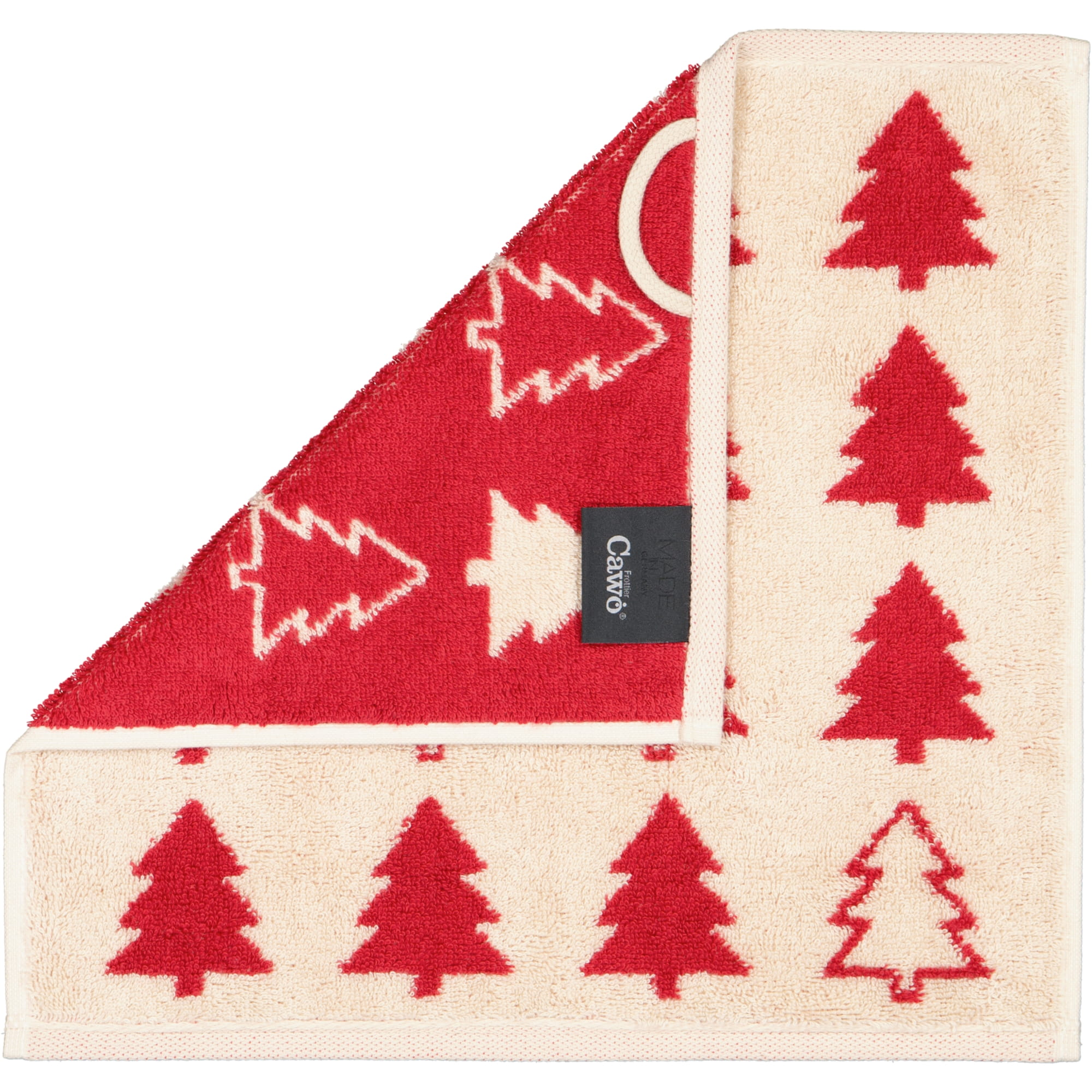 Cawö Seiftücher 3er Pack Christmas Edition Tannenbäume 794 - Farbe: natur-rot - 32