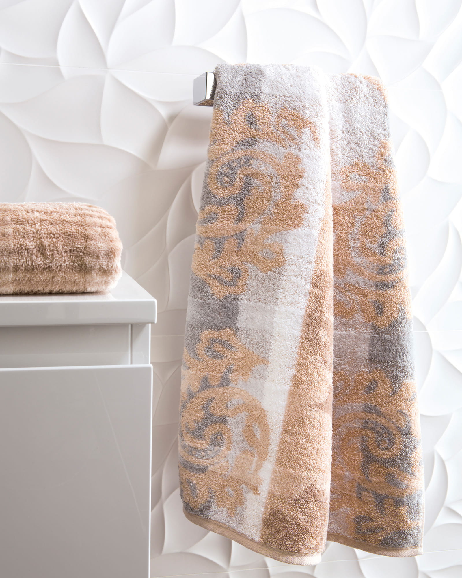 Cawö - Noblesse Cashmere Jacquard 1057 - Farbe: sand - 33 - Handtuch 50x100 cm