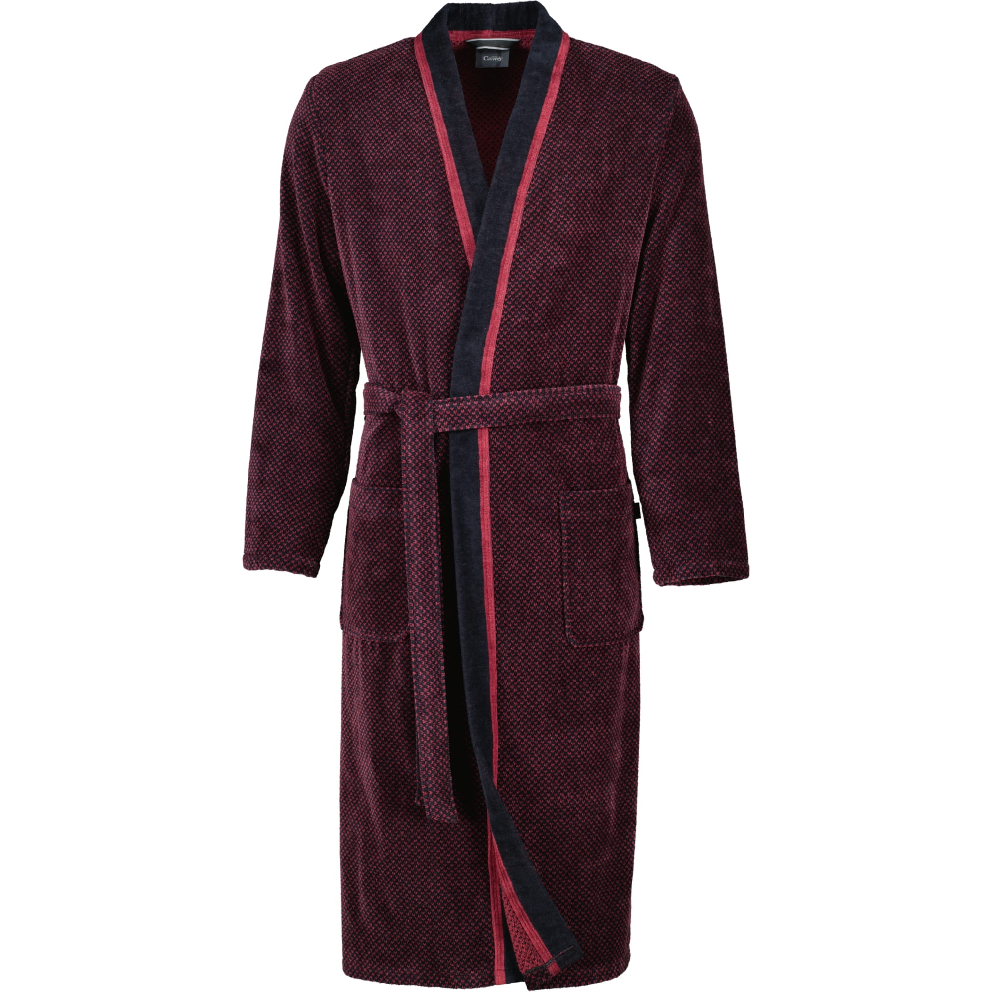 Cawö Bademäntel Herren Kimono 4839 rot-schwarz - 92