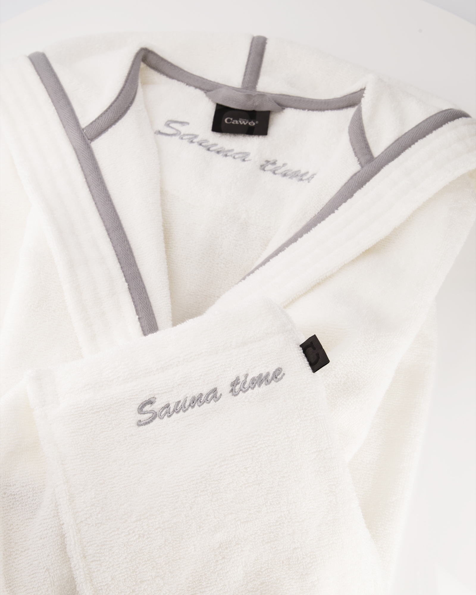 Cawö Home Bademantel Sauna Time Damen Kapuze 832 - Farbe: weiß - 67 - M