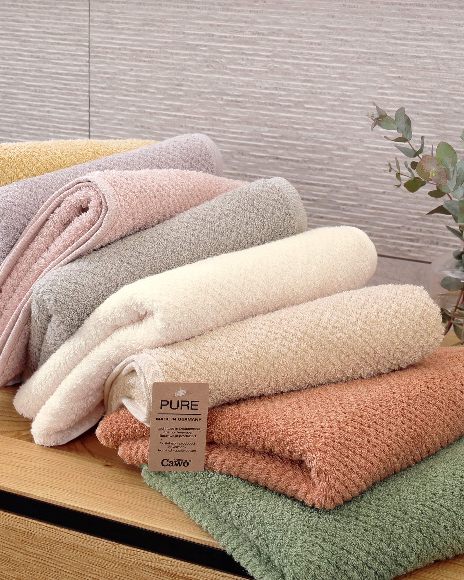 Cawö Handtücher Pure 6500 - Farbe: stein - 727 - Seiflappen 30x30 cm