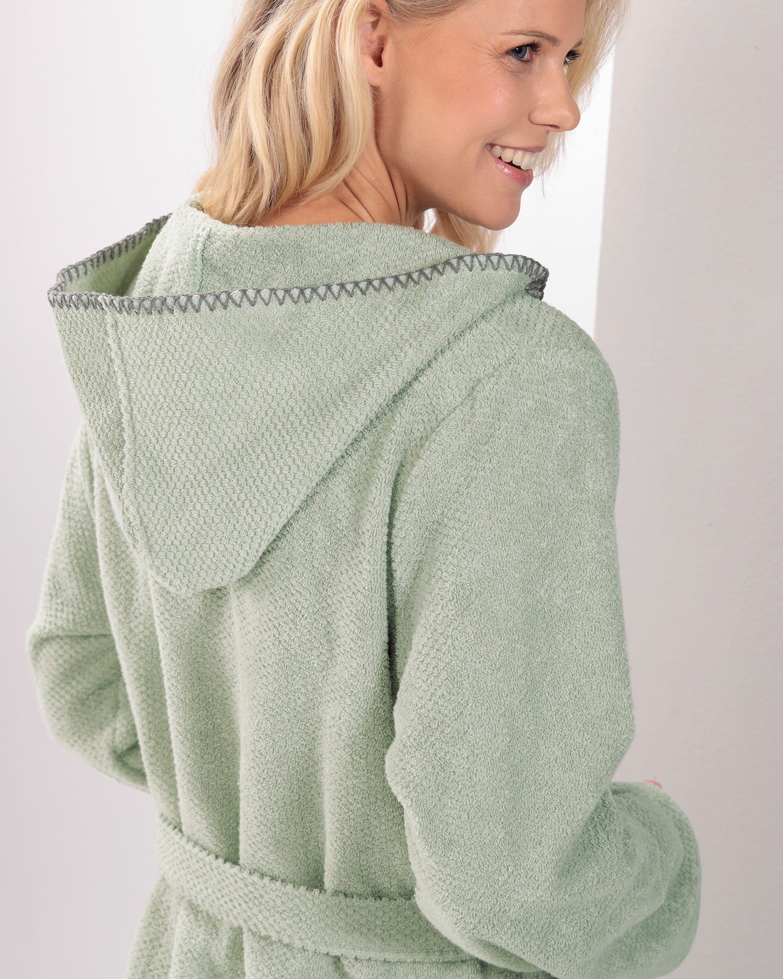 Cawö Bademäntel Damen Kapuze Kapuze 6219 eukalyptus - 450