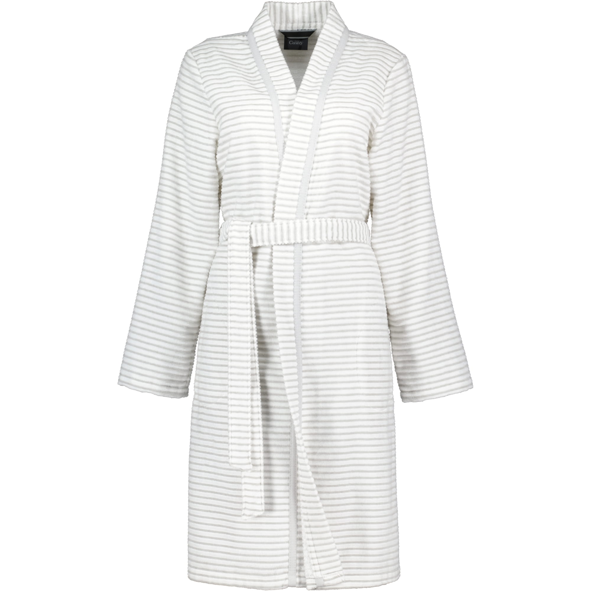 Cawö - Damen Bademantel Kurz Kimono 1214 - Farbe: weiß-silber - 76 - XS