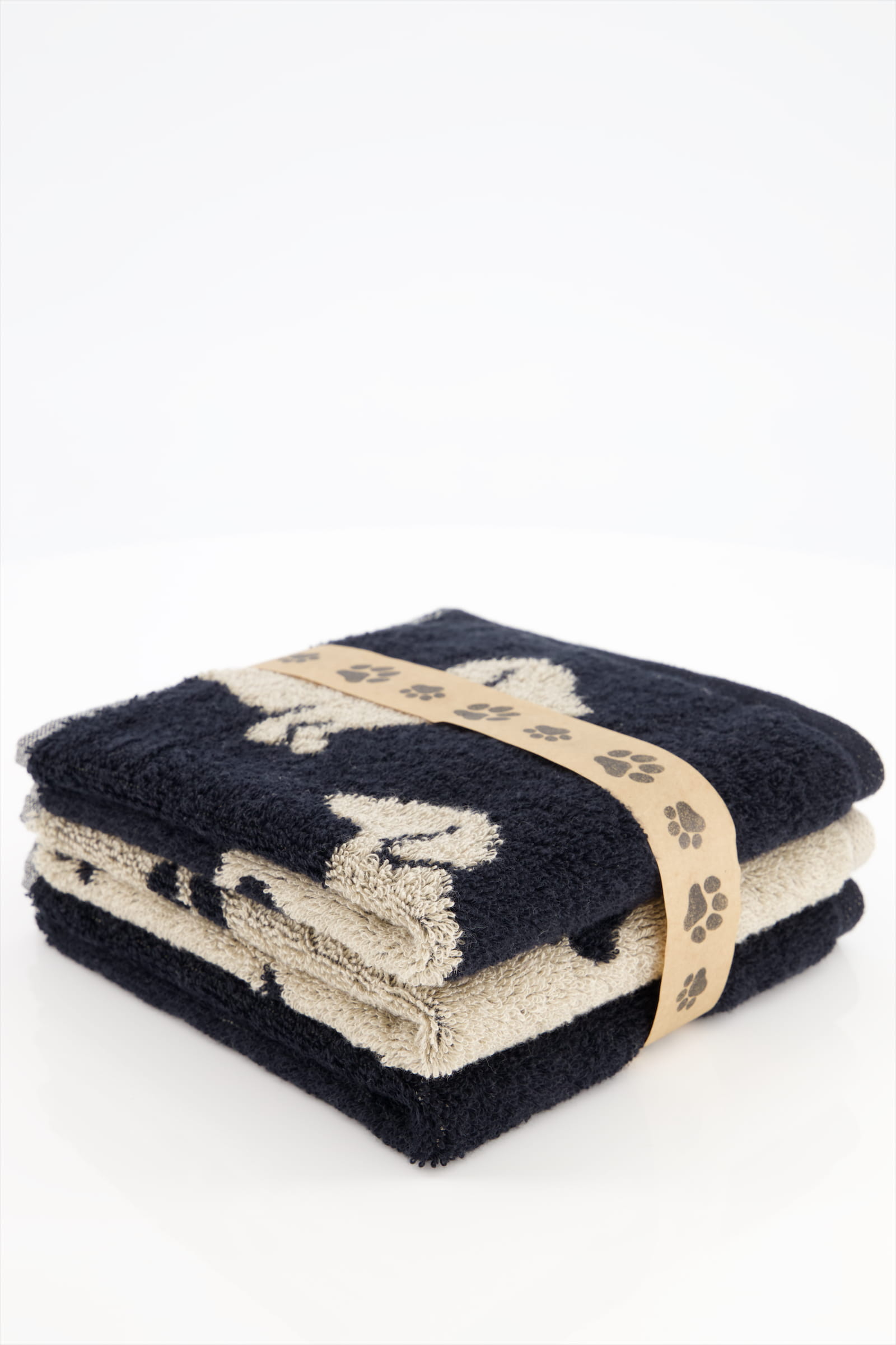 Cawö Seiftücher WE LOVE DOGS Mix 6249 3er Set Schwarz-Beige - 93 - 30x30 cm