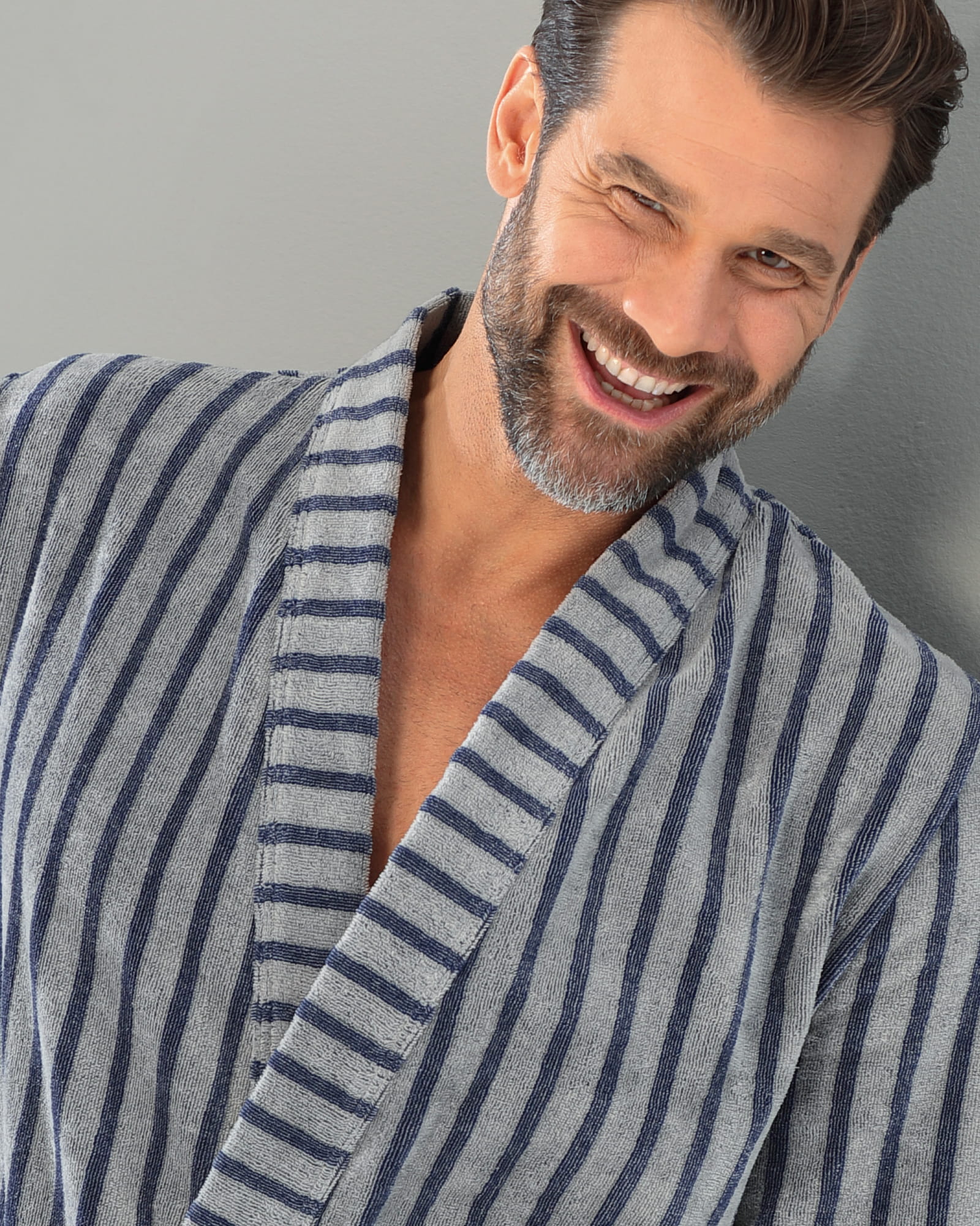 Cawö Home Herren Bademantel Kimono 5505 - Farbe: denim - 17 - S