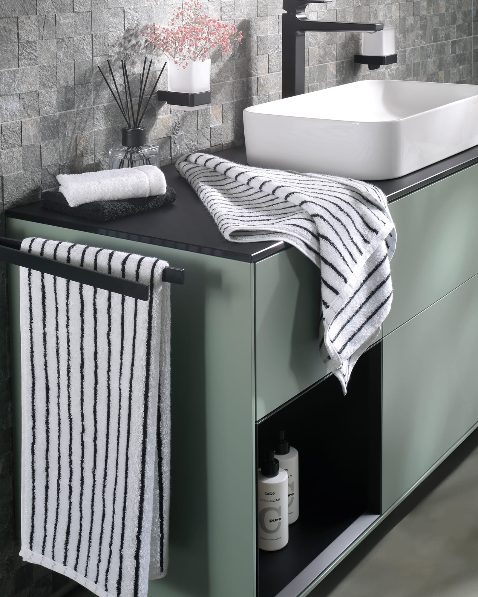 Cawö Handtücher Black&White Streifen 6278 schwarz/weiß - 96