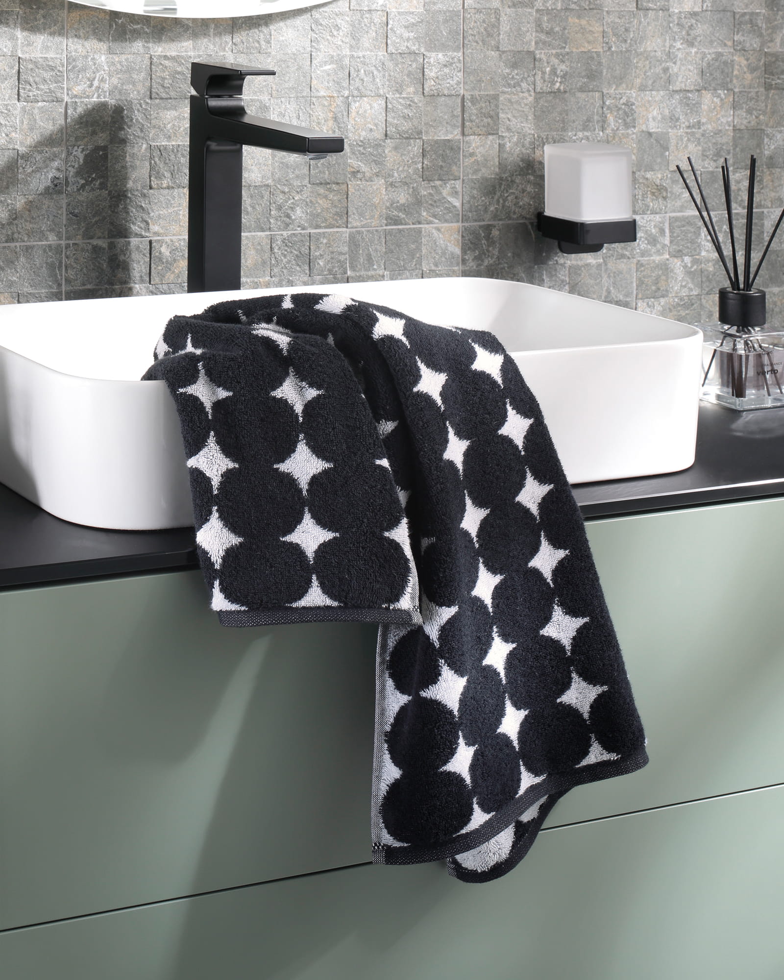 Cawö Handtücher Black&White Bubbles 6279 schwarz/weiß - 96