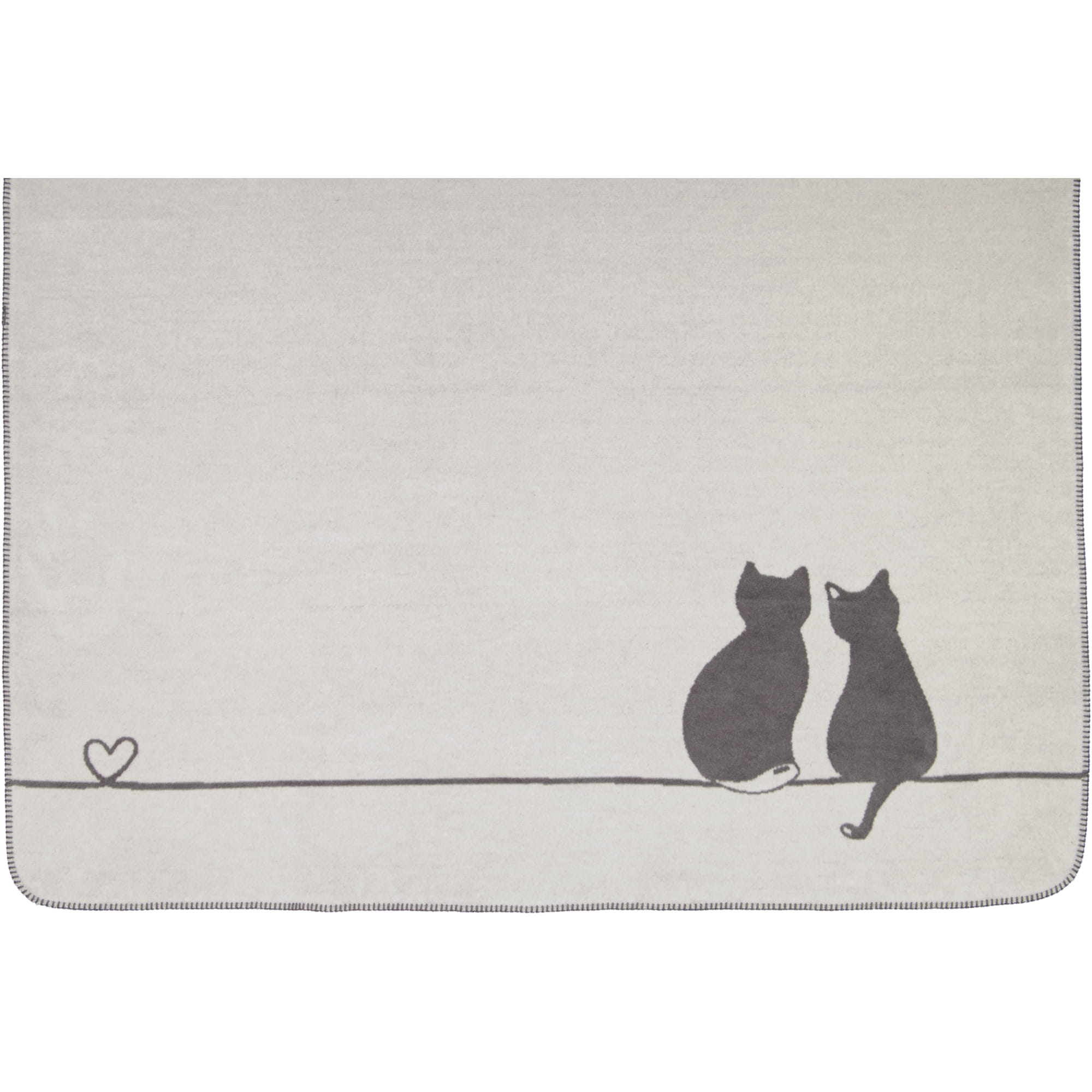 Cawö Home Wohndecken CUTE CATS EDITION You & Me 62630 stein/anthrazit - 70 - 150x200 cm