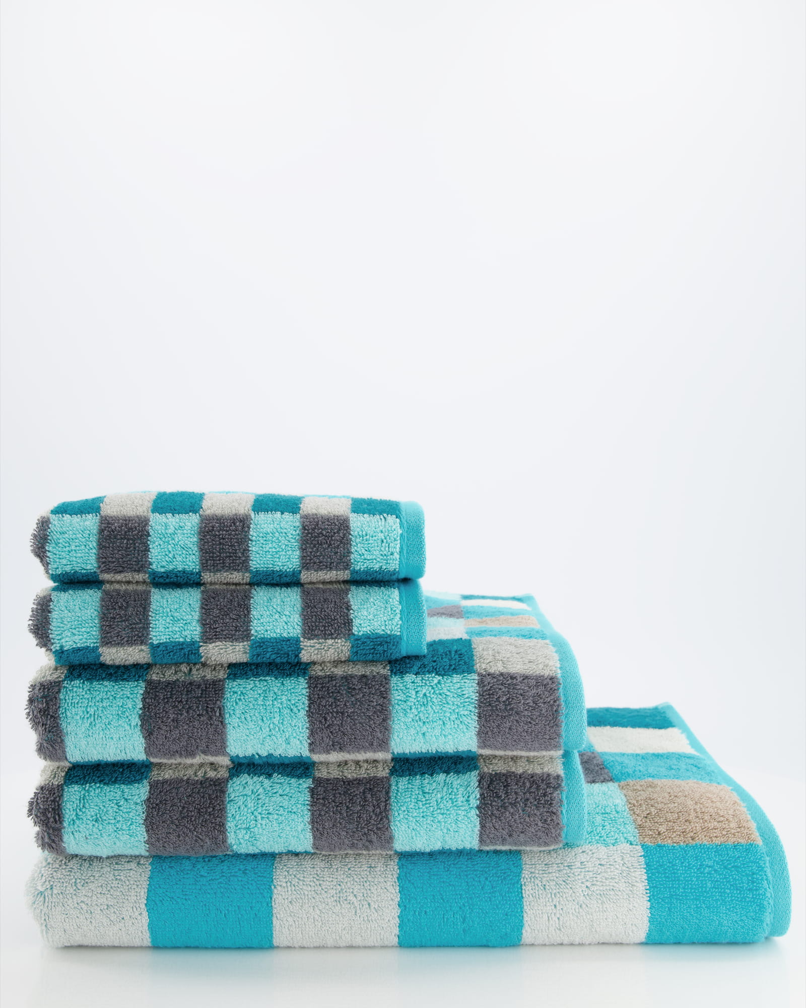 Cawö - Unique Karo 942 - Farbe: türkis - 44 - Waschhandschuh 16x22 cm