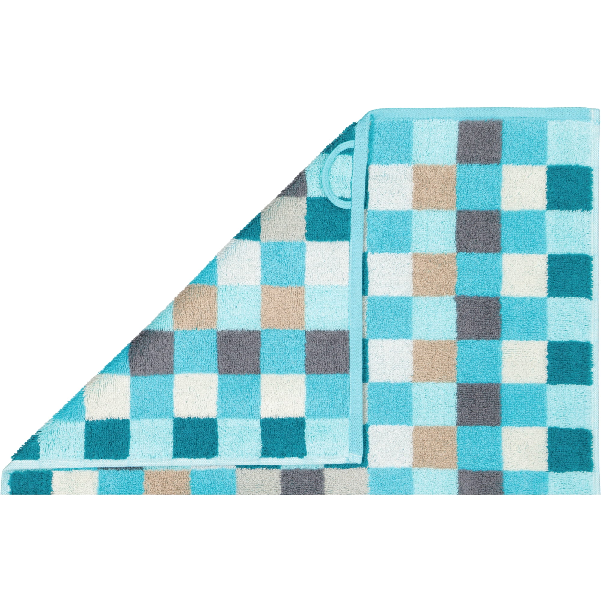 Cawö - Unique Karo 942 - Farbe: türkis - 44 - Waschhandschuh 16x22 cm