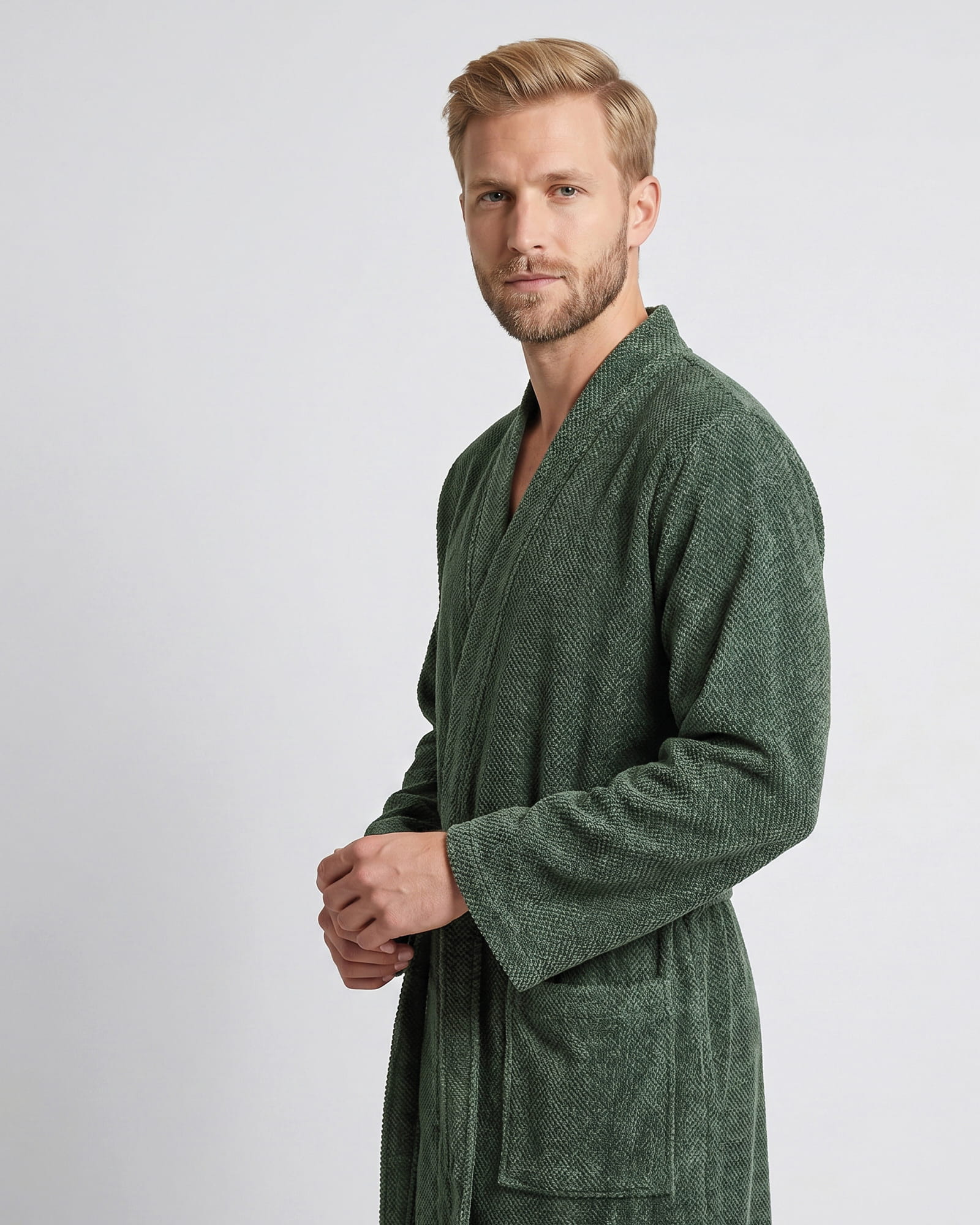 Cawö Bademäntel Herren Kimono Streifen 5507 field - 47 - L