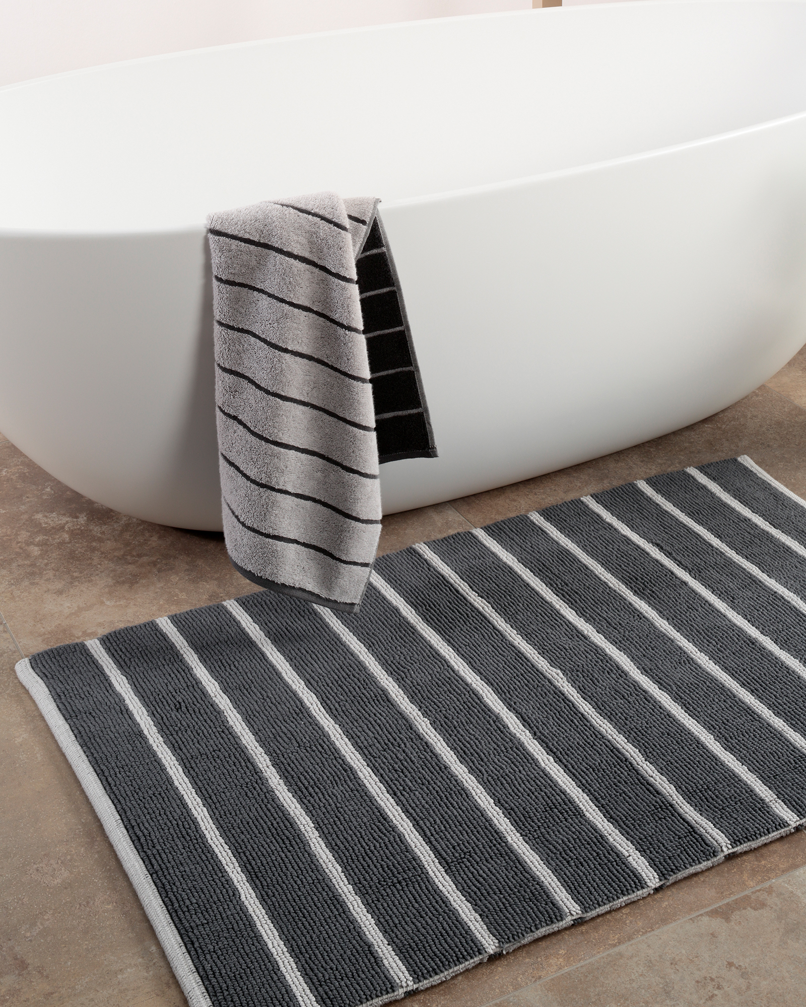 Cawö Home Badteppiche Balance Streifen 1008 platin - 77 - 70x120 cm