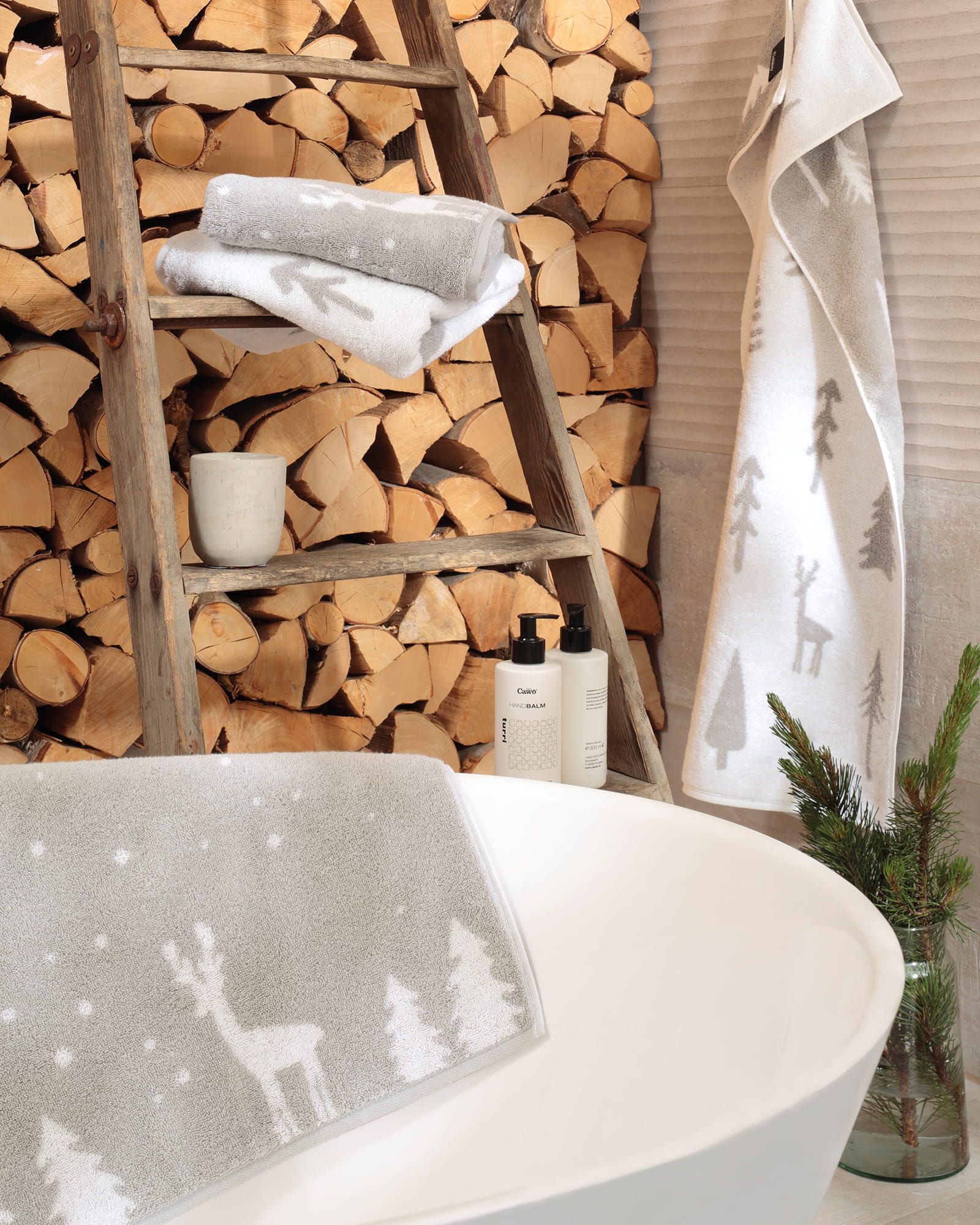 Cawö Handtücher WINTER EDITION Tannen 6273 platin/basalt - 70
