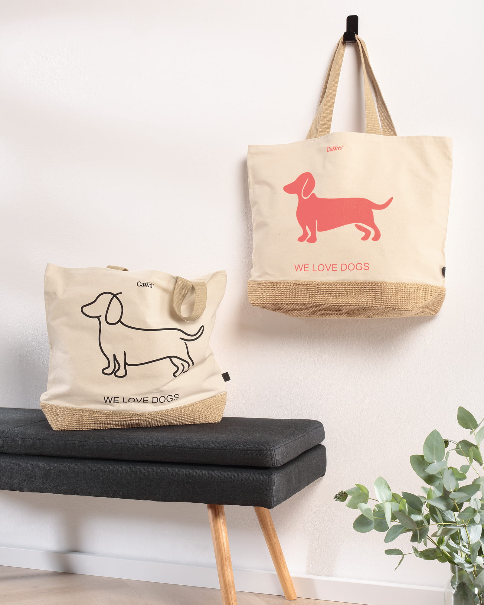 Cawö Home Geschirrtücher Cuisine WE LOVE DOGS Companion 6248 schwarz/beige - 93 - 50x70 cm