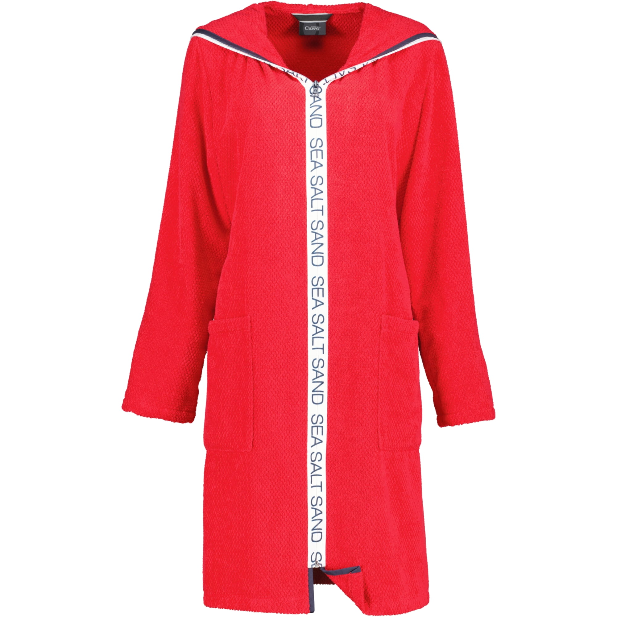 Cawö Damen Bademantel Sea Salt Sand 3101 Kapuze kurz RV - Farbe: rot - 203