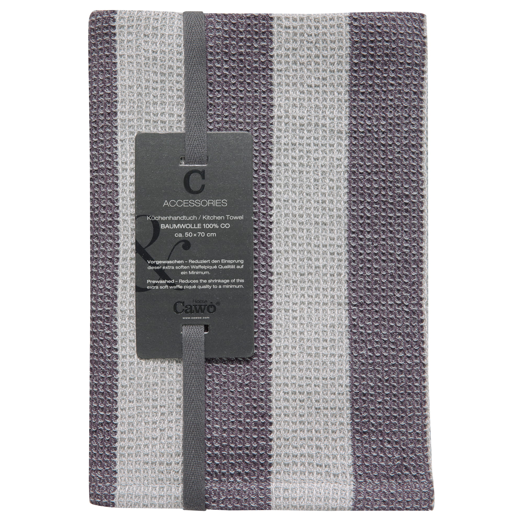 Cawö Küchenhandtücher Cuisine Piqué 536 plum/platin - 87 - 50x70 cm