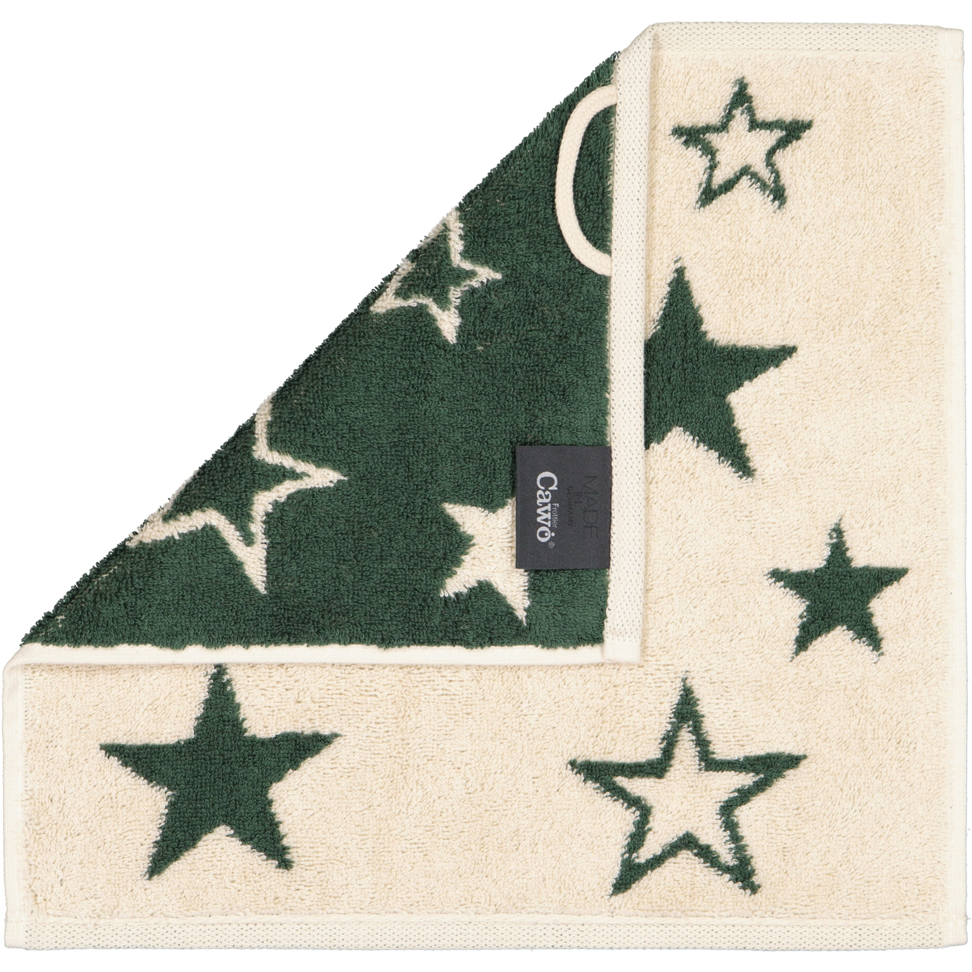 Cawö Seiftücher Christmas Edition Sterne 792 3er Set natur-grün - 34 - 30x30 cm