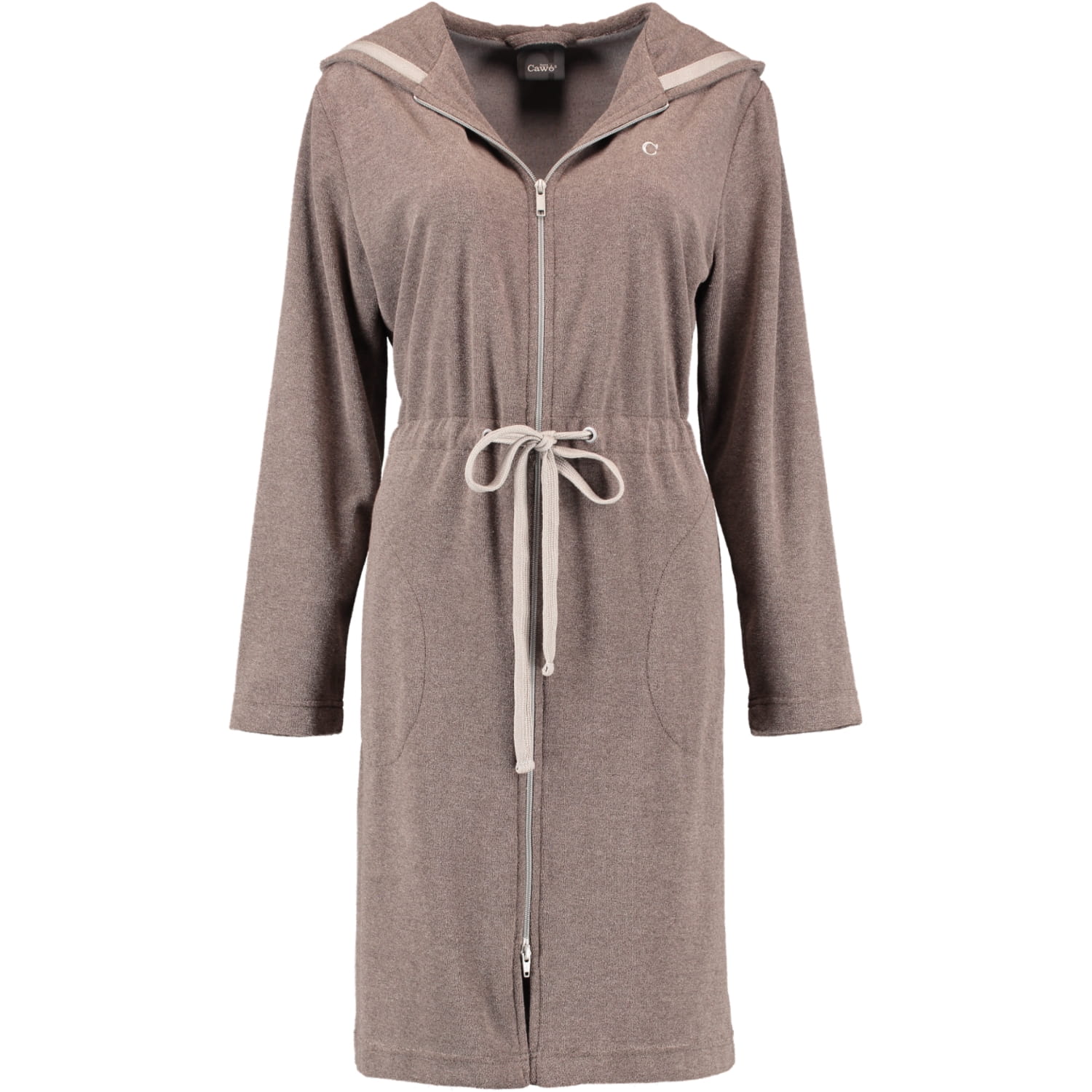 Cawö Home Active Damen Kurzmantel Kapuze TG RV 821 - Farbe: mocca-stein - 37