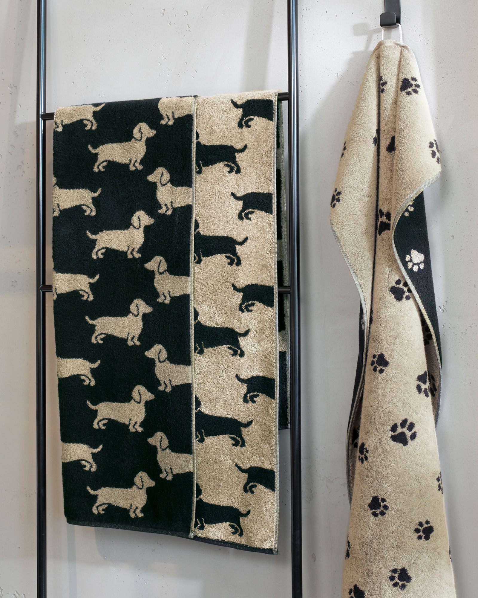 Cawö Home Geschirrtücher Cuisine WE LOVE DOGS Companion 6248 schwarz/beige - 93 - 50x70 cm