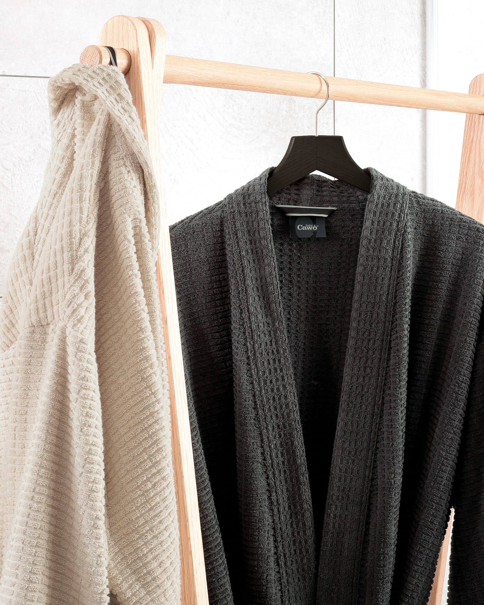 Cawö Bademäntel Herren Kimono PURE Elements 6526 travertin - 366
