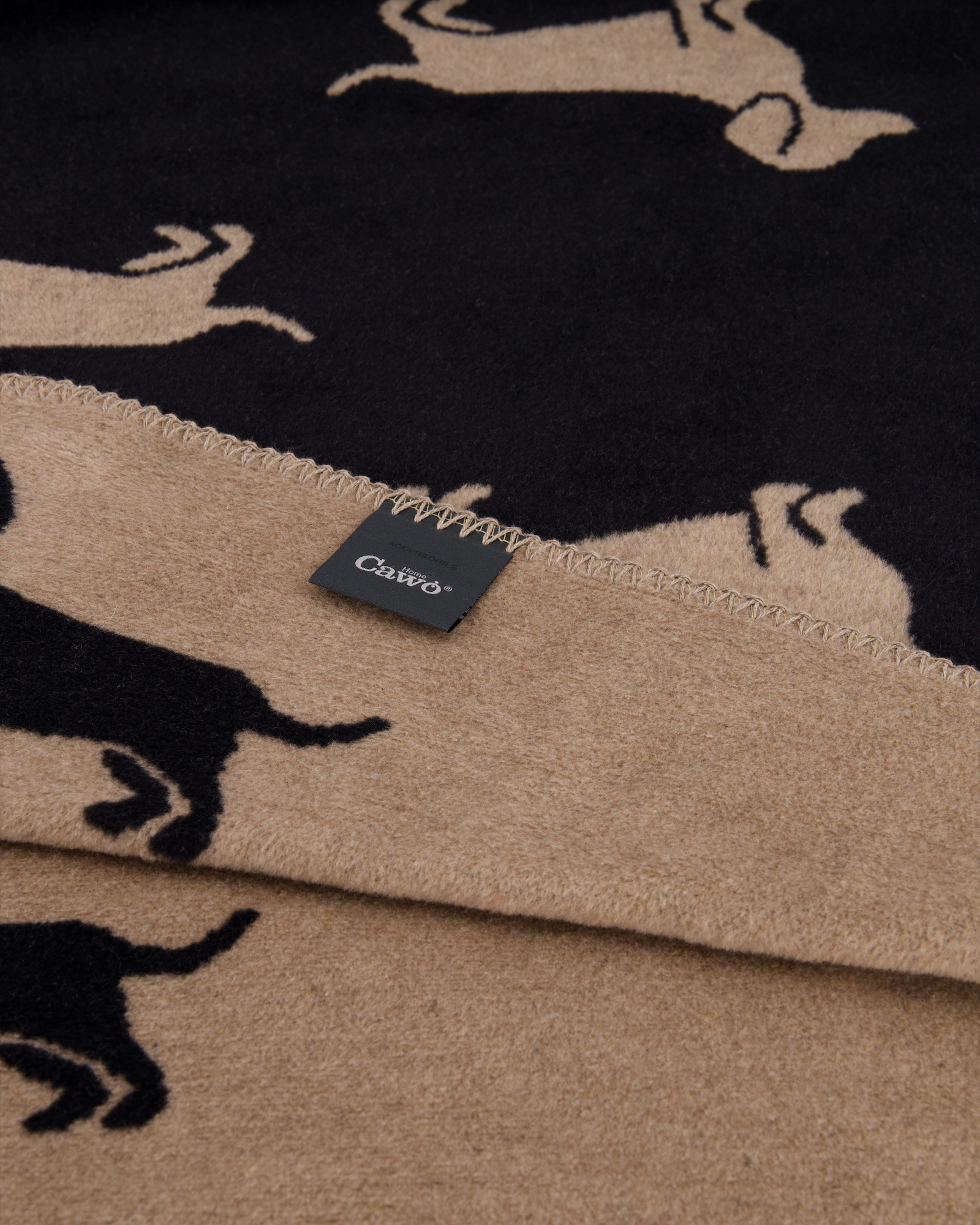 Cawö Wohndecken WE LOVE DOGS 62460 schwarz/beige - 93 - 150x200 cm