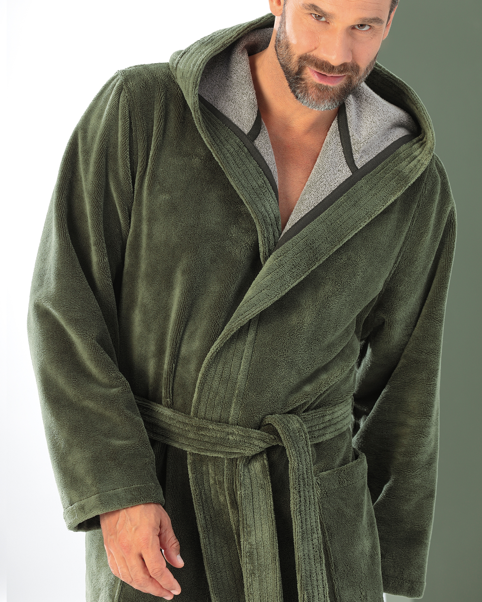 Cawö Home Herren Bademantel Kapuze 831 - Farbe: field - 47 - M