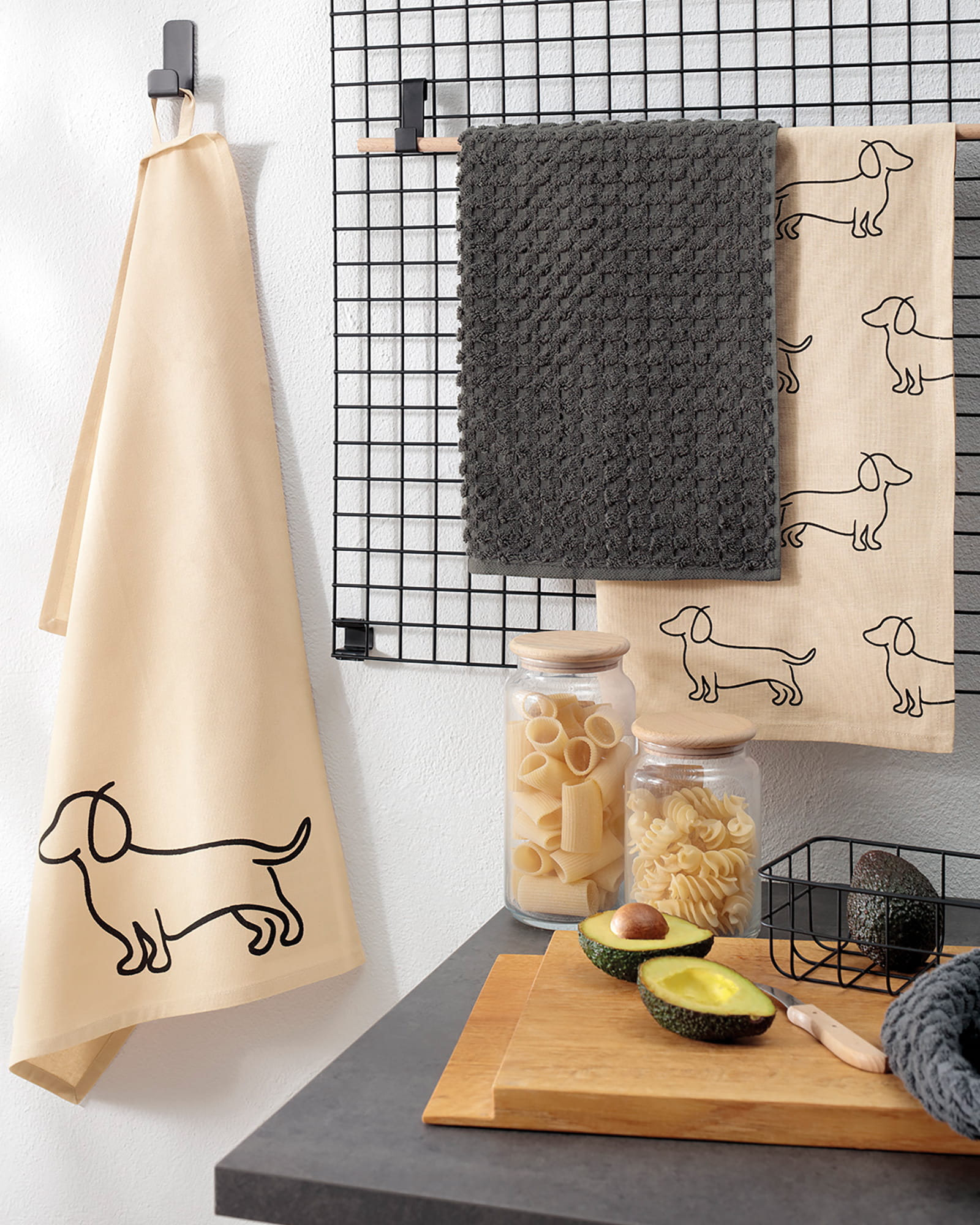 Cawö Home Geschirrtücher Cuisine WE LOVE DOGS Companion 6248 schwarz/beige - 93 - 50x70 cm