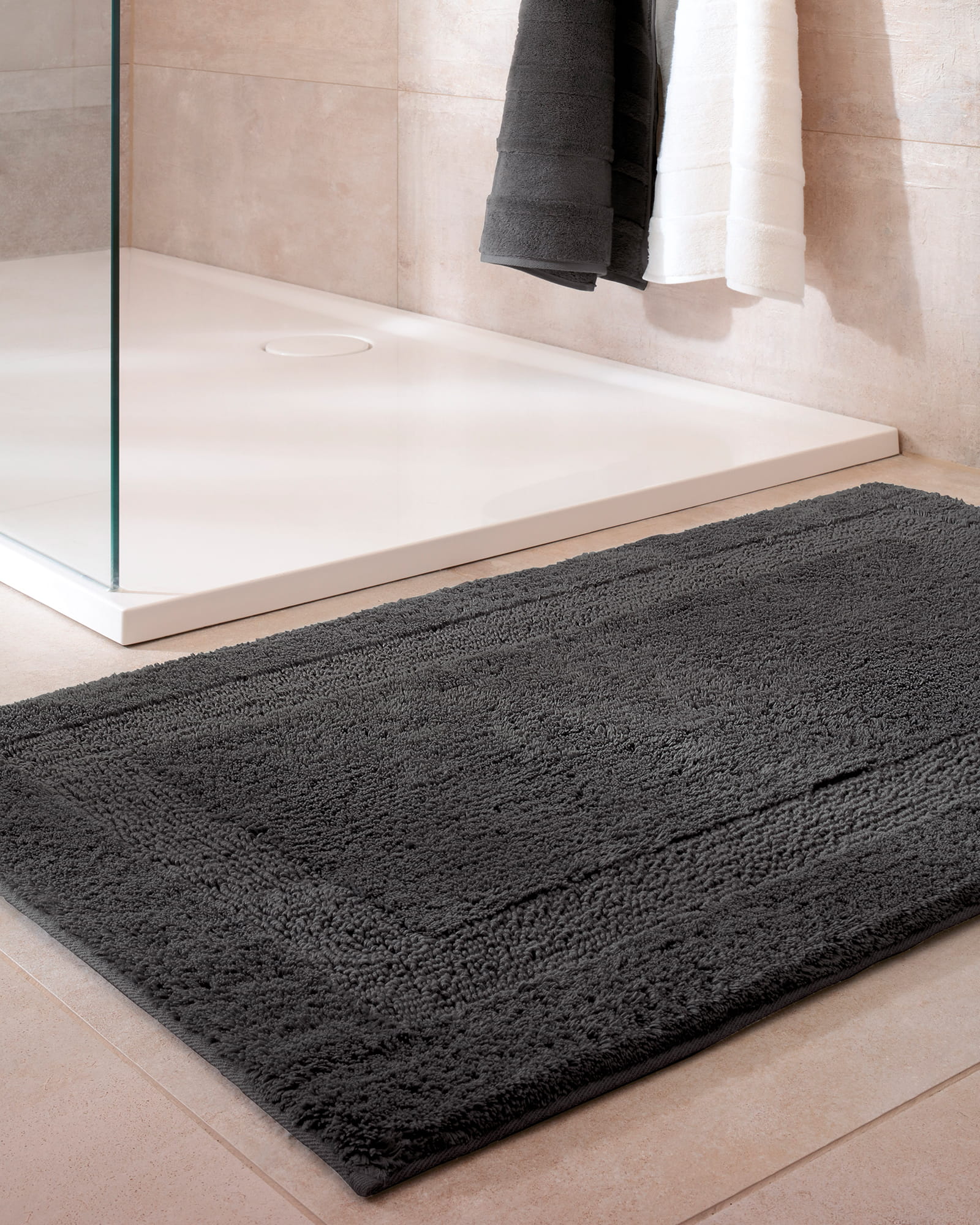 Cawö Home Badteppiche Luxus Badteppich 1000 basalt - 740 - 60x100 cm