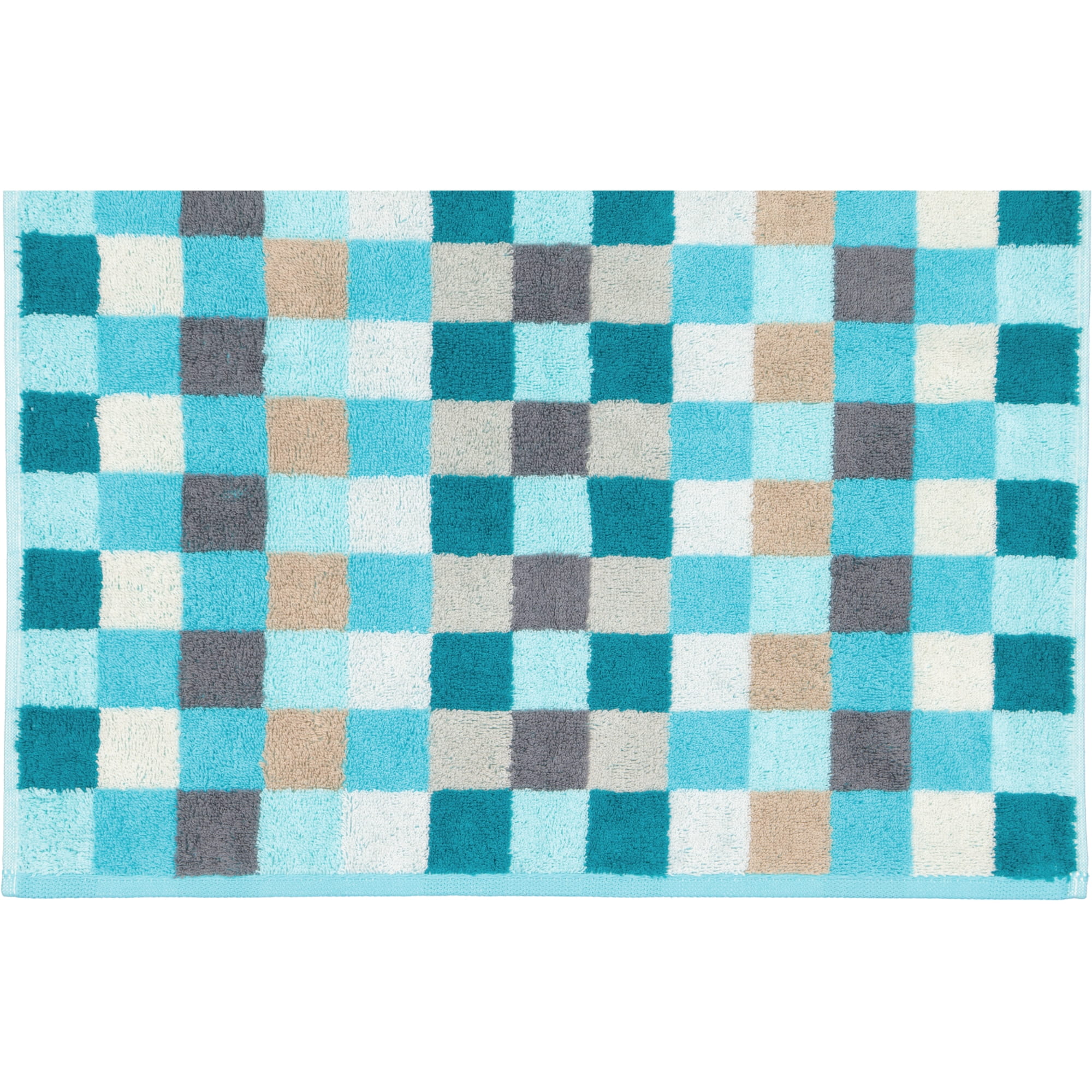 Cawö - Unique Karo 942 - Farbe: türkis - 44 - Waschhandschuh 16x22 cm