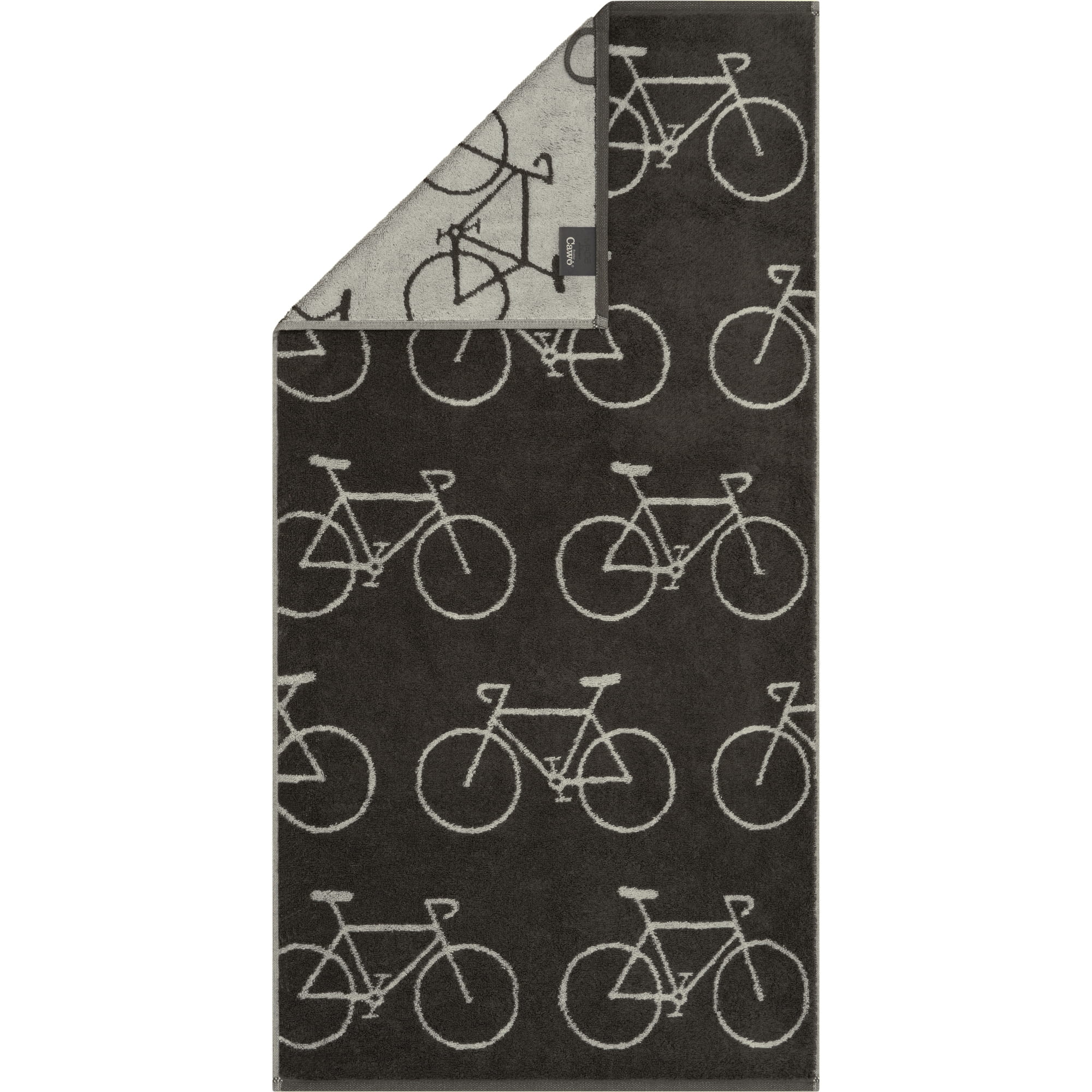 Cawö Handtücher Velo Edition Allover Fahrrad 6299 basalt - 77 - Duschtuch 70x140 cm