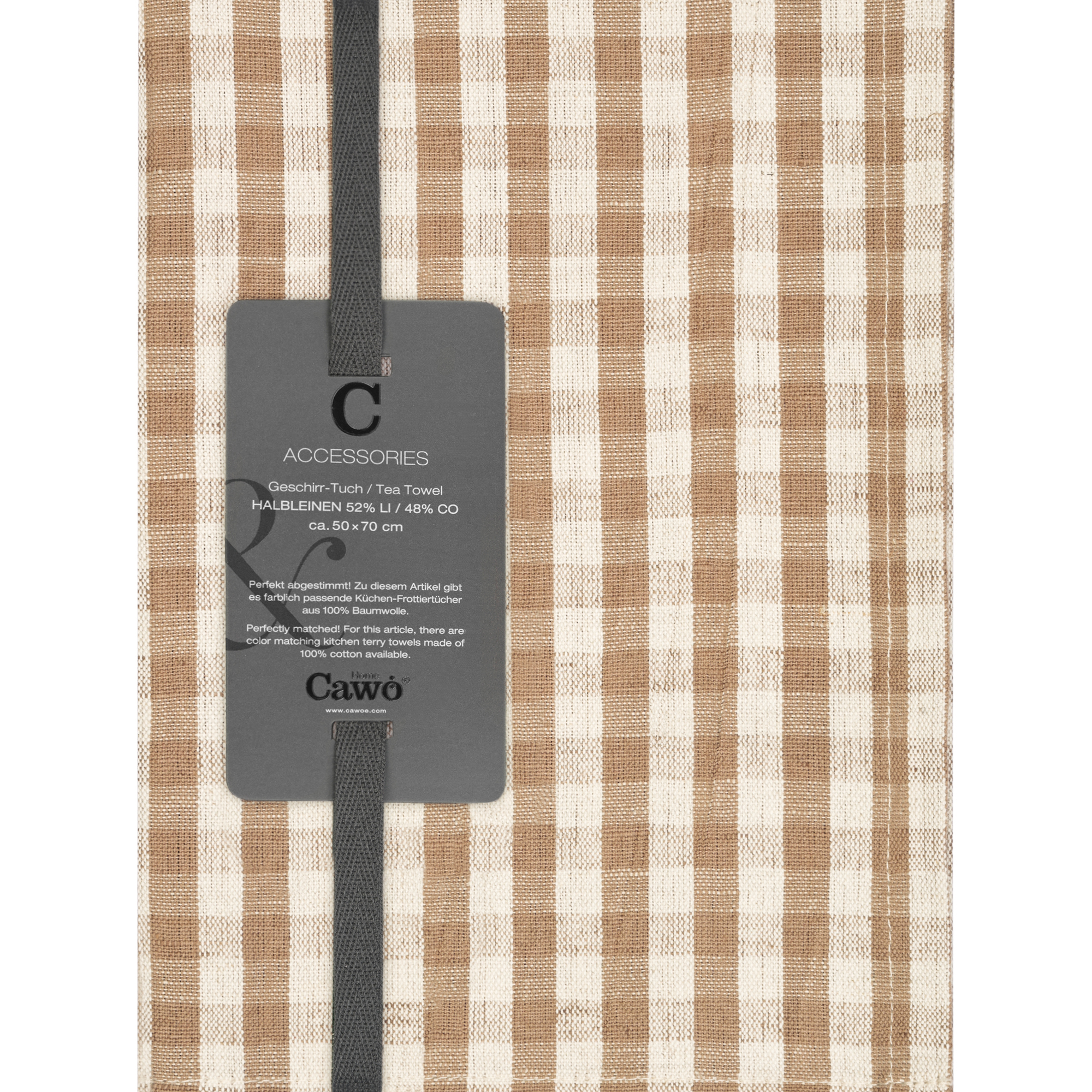 Cawö Home Geschirrtücher Linen Classics Karo 538 natur - 33 - 50x70 cm