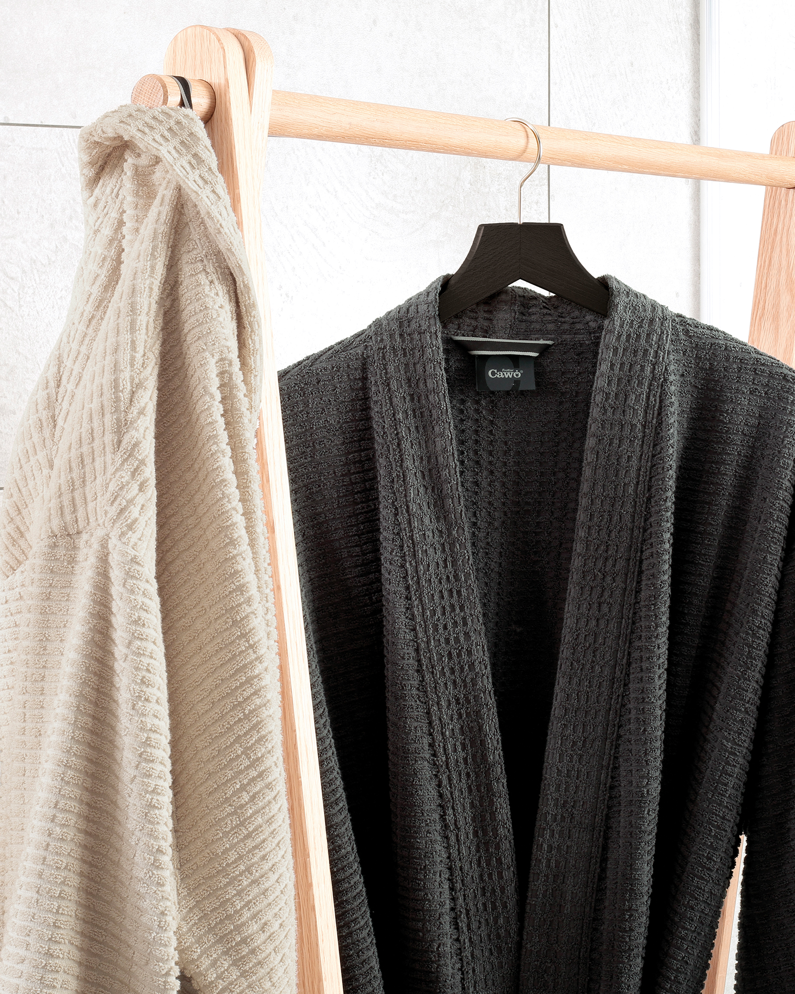 Cawö Bademäntel Herren Kimono PURE Elements 6526 basalt - 740