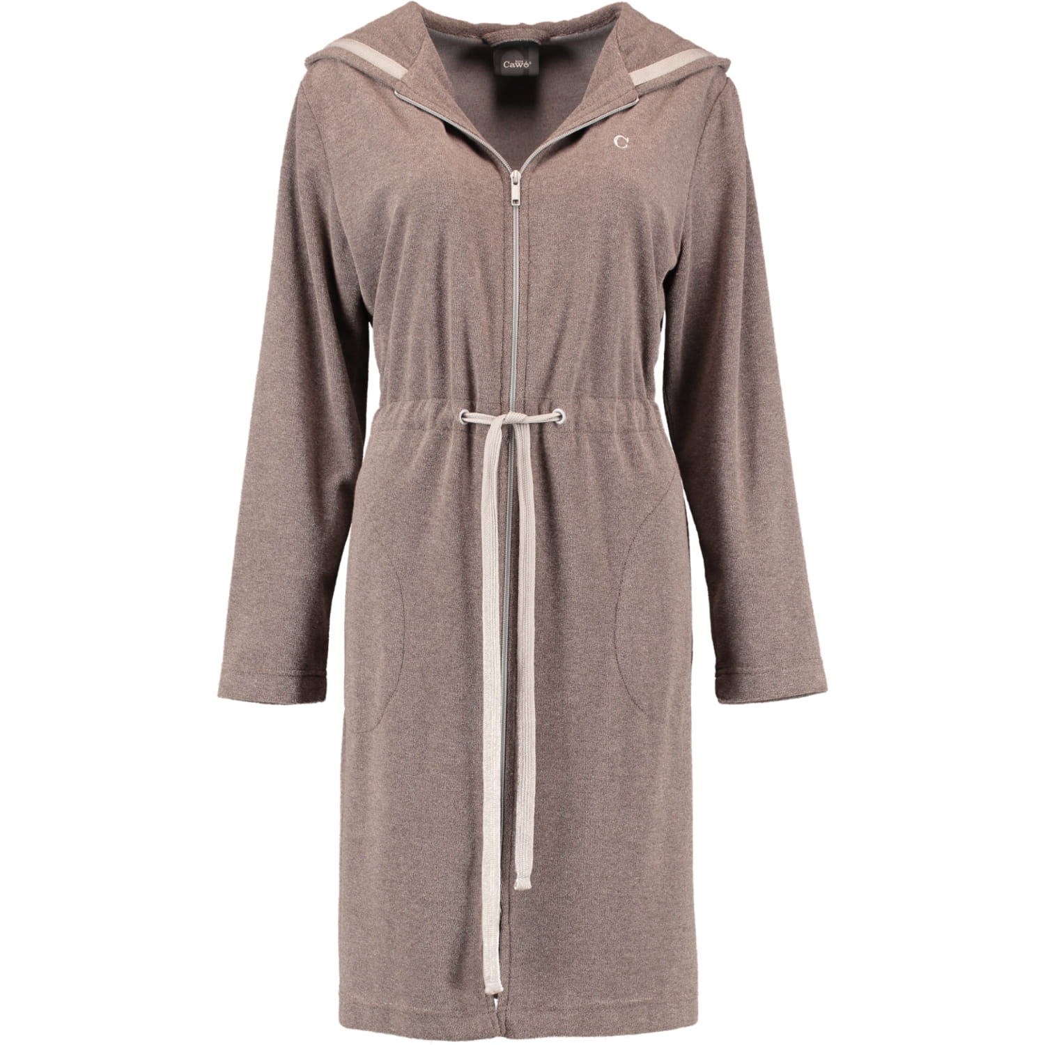 Cawö Home Active Damen Kurzmantel Kapuze TG RV 821 - Farbe: mocca-stein - 37 - XS