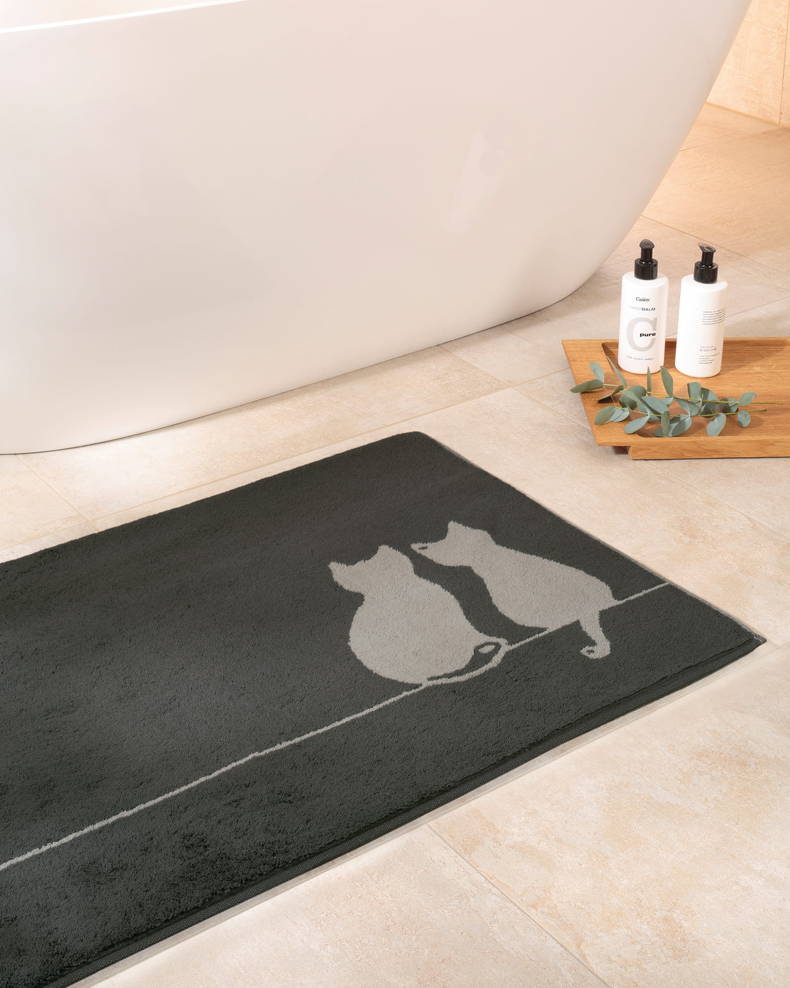 Cawö Badematten CUTE CATS You & Me 6263 platin/weiß - 76 - 50x80 cm