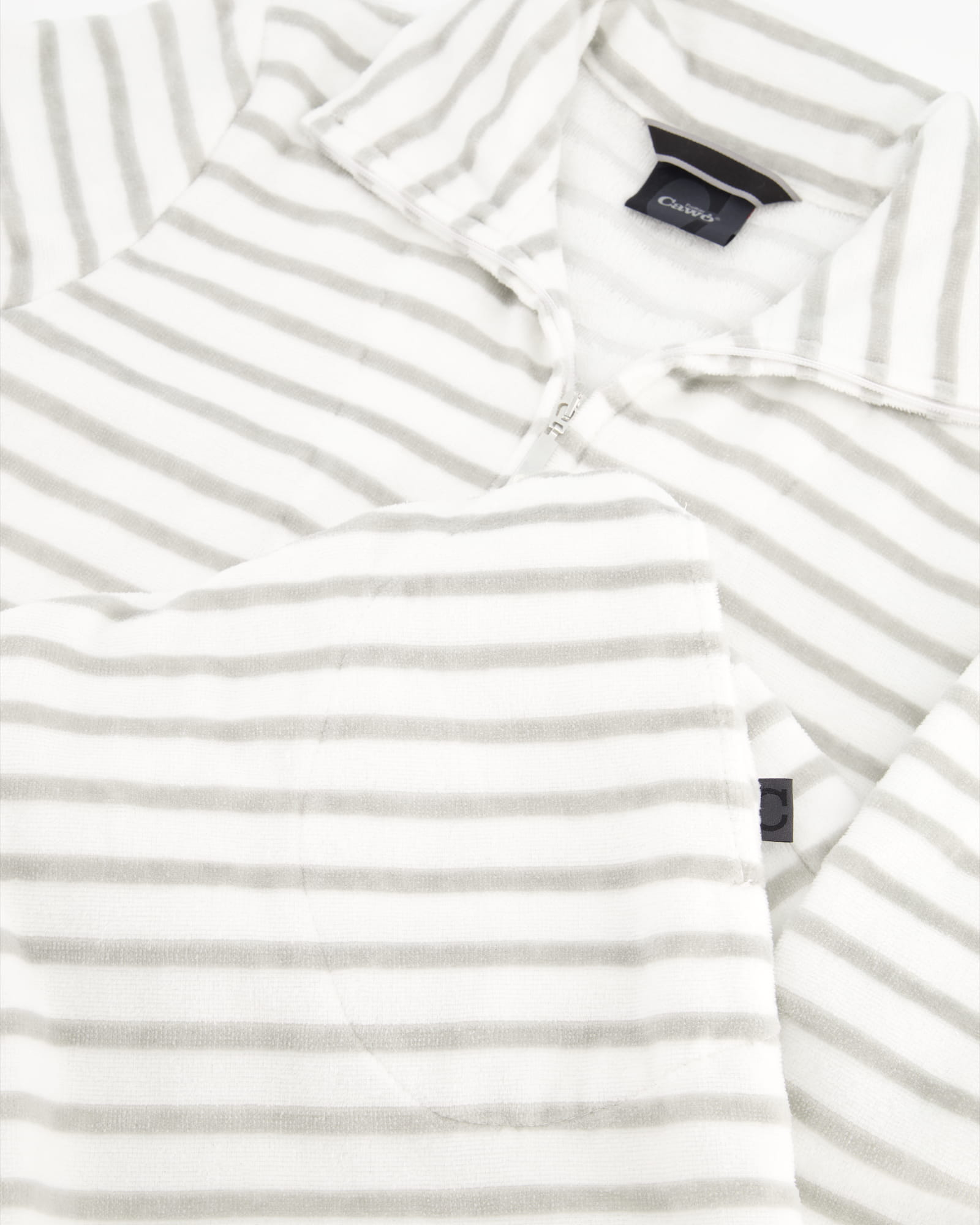 Cawö - Damen Bademantel Reißverschluss Breton 6597 - Farbe: silber - 76