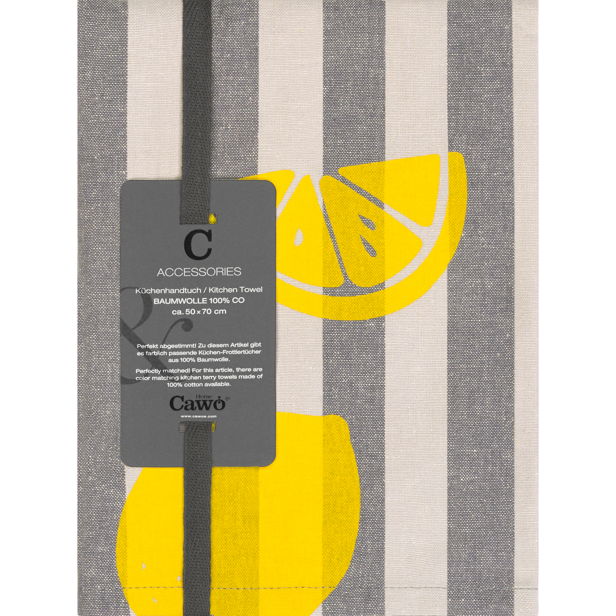 Cawö Home Geschirrtücher Prints & Stripes Zitronen 541 platin/grau - 73 - 50x70 cm