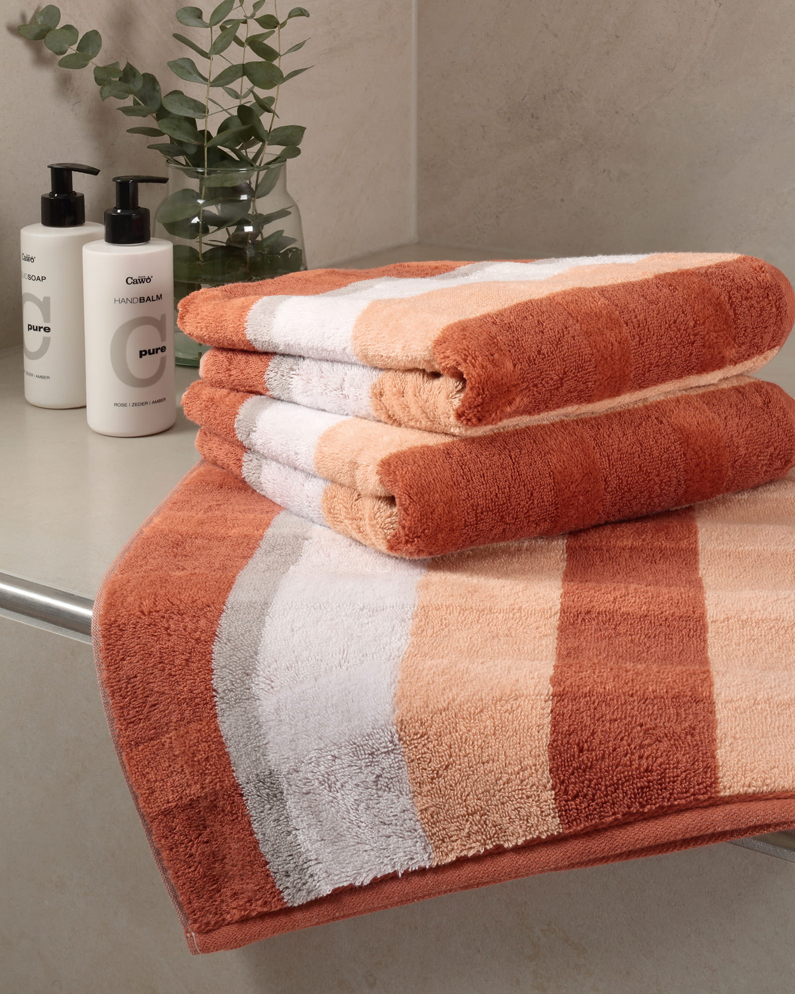 Cawö Handtücher Noblesse Stripe 1087 brick - 33 - Gästetuch 30x50 cm