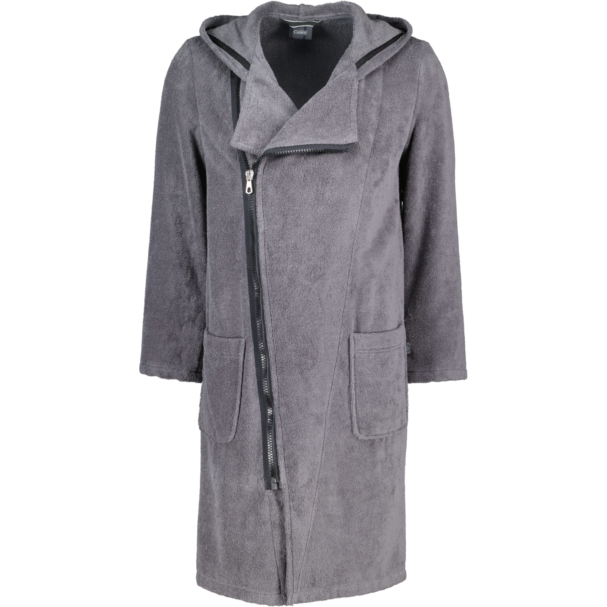 Cawö Bademäntel Herren Kapuze New Zipper 6516 anthrazit-schwarz - 774