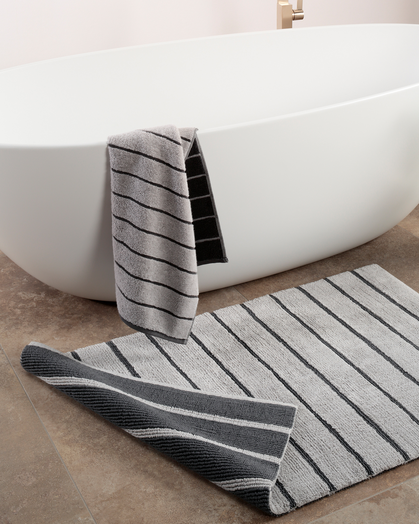 Cawö Home Badteppiche Balance Streifen 1008 platin - 77 - 70x120 cm