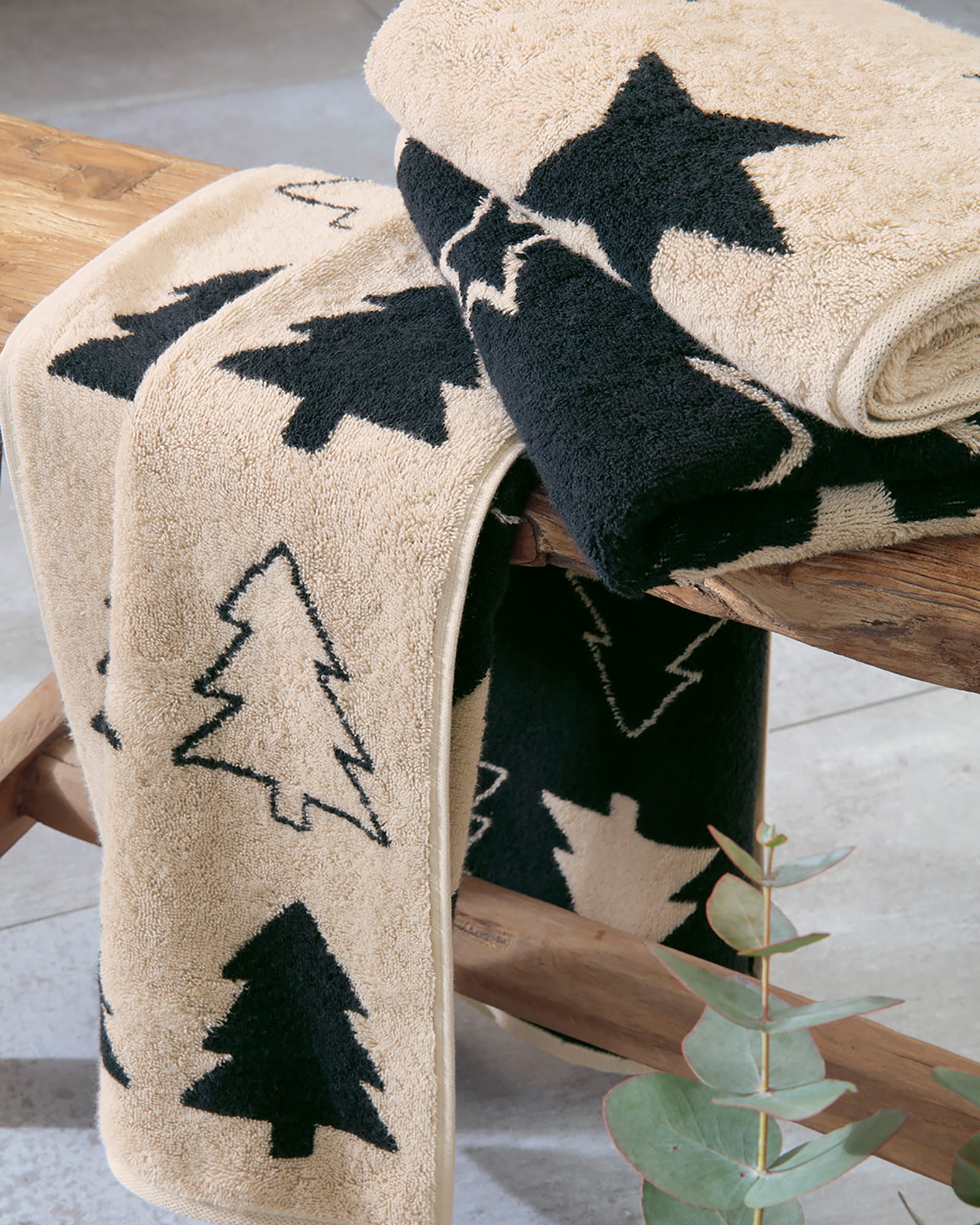 Cawö Handtücher Christmas Edition Sterne 792 natur-schwarz - 39