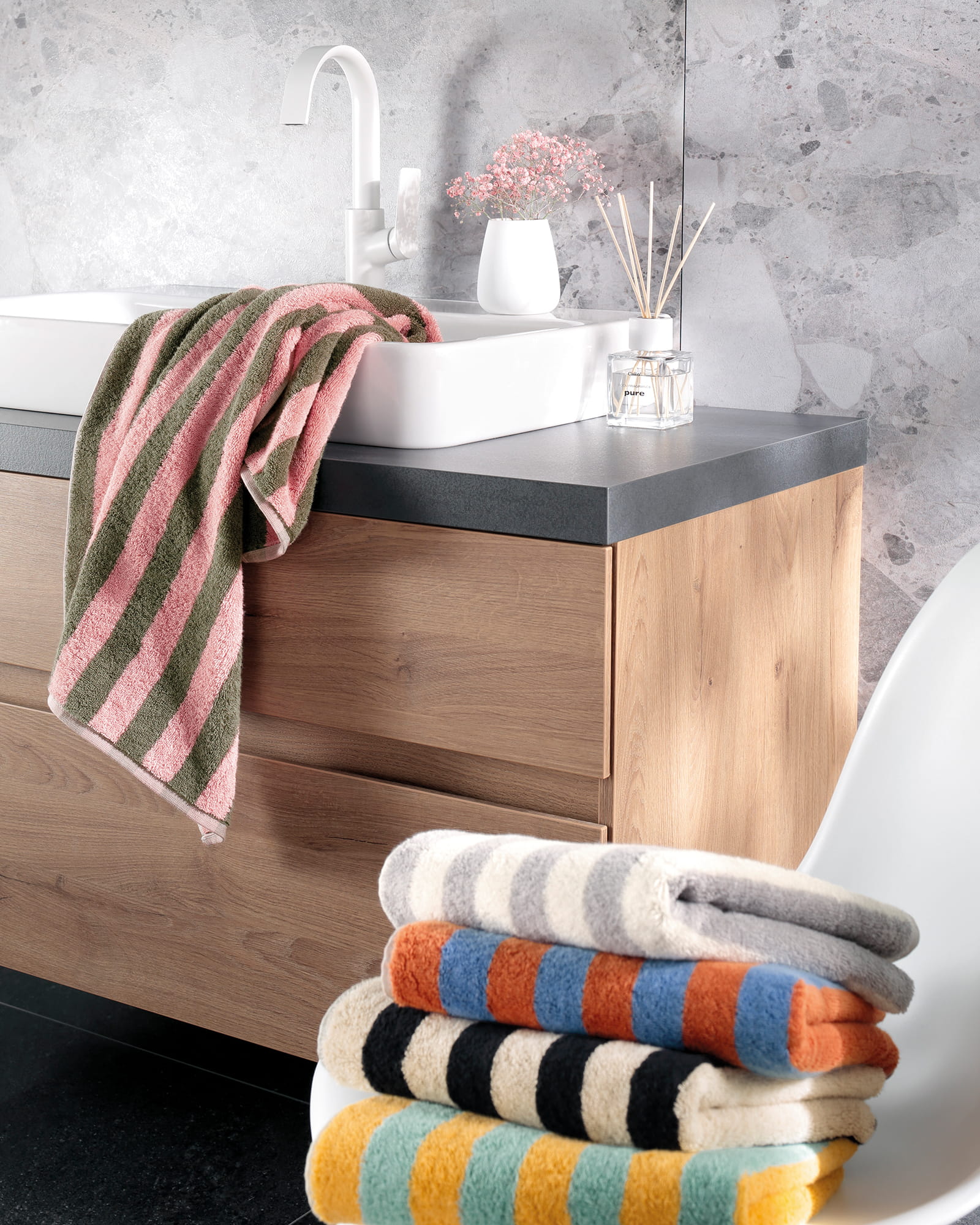 Cawö Handtücher Bold Streifen 6277 schwarz/beige - 93
