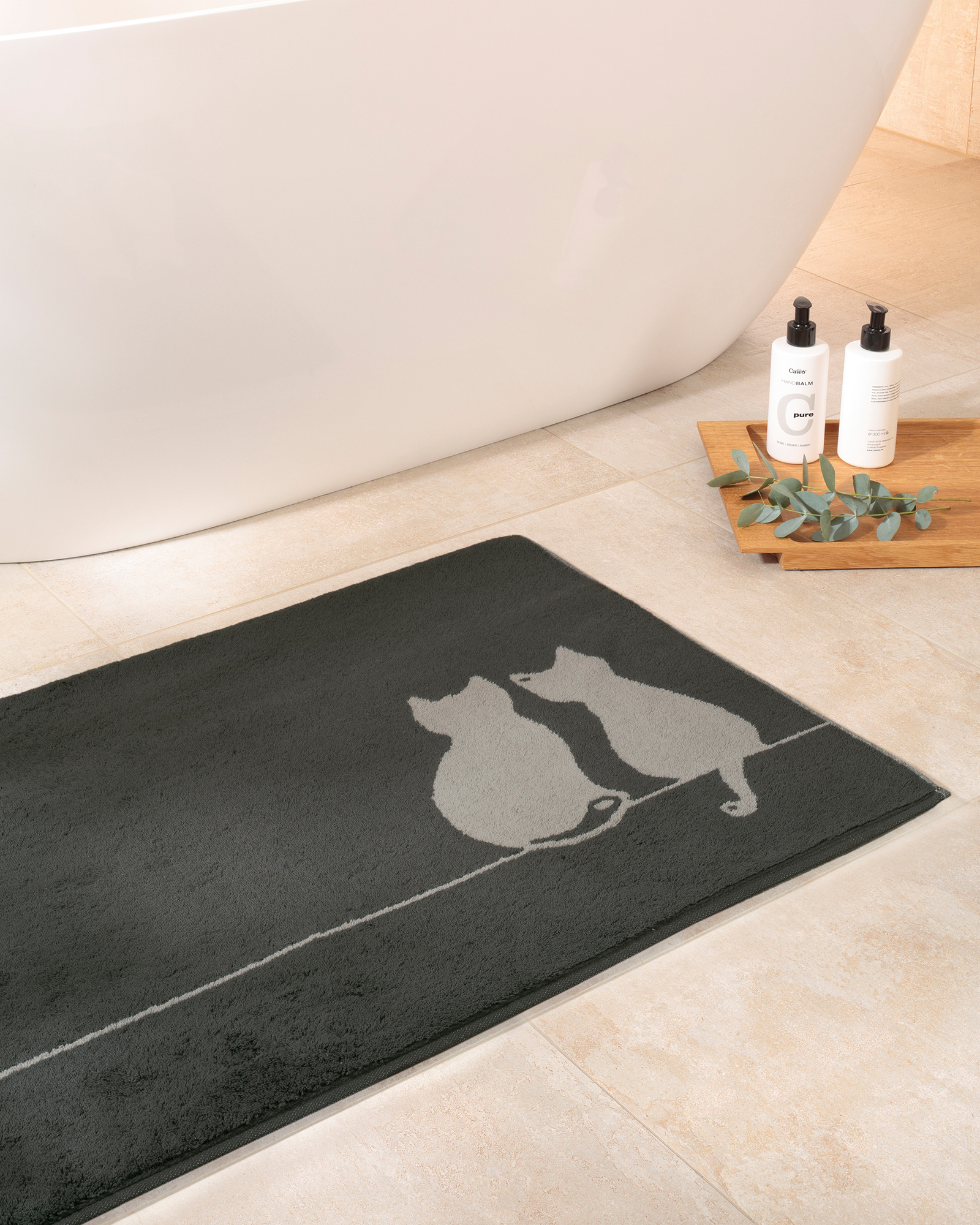 Cawö Badematten CUTE CATS You & Me 6263 basalt/platin - 77 - 50x80 cm