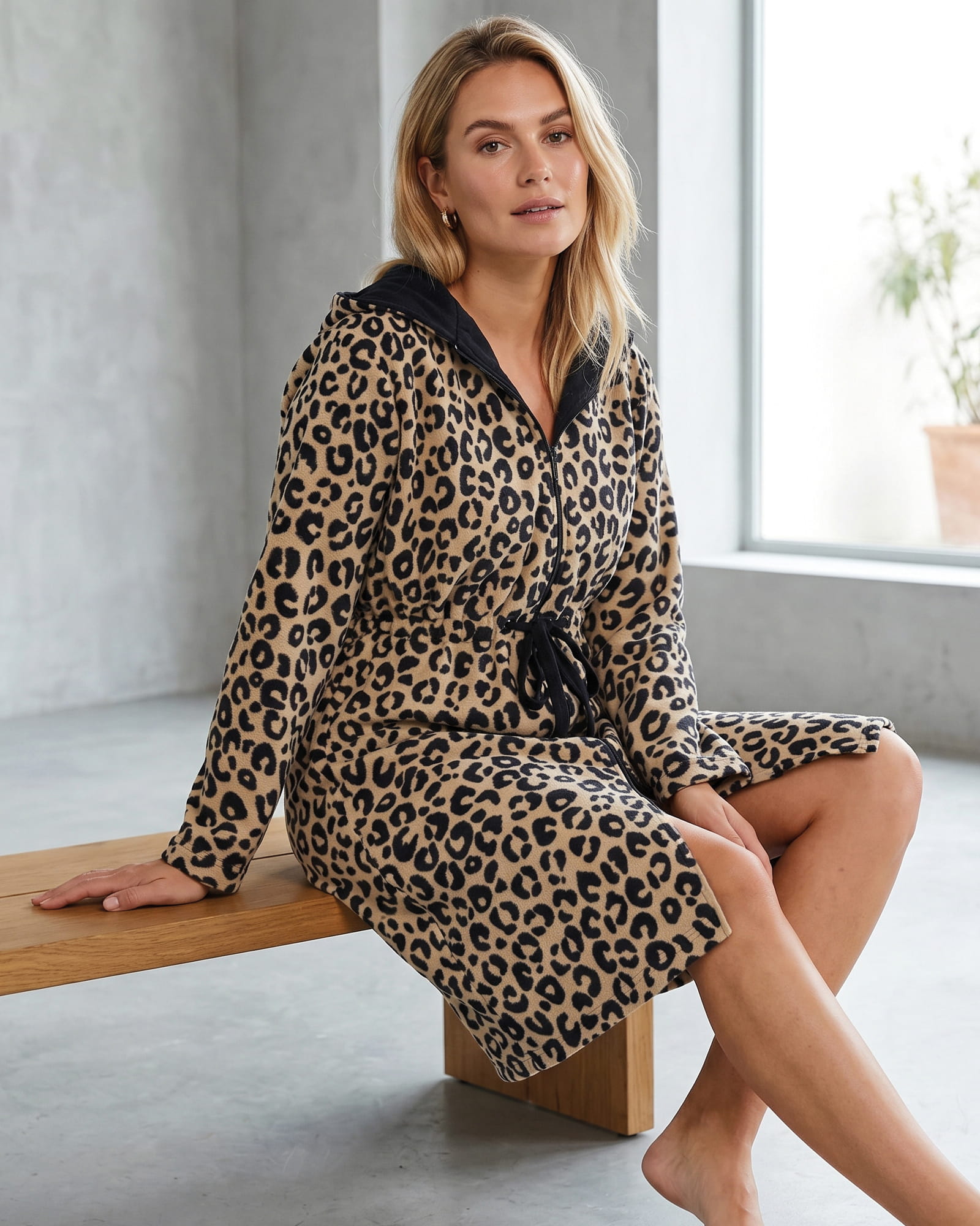 Cawö Home Bademäntel Damen Kurzmantel mit Kapuze Leo 854 camel - 39