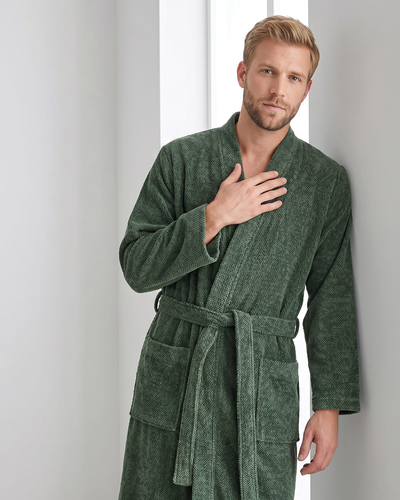 Cawö Bademäntel Herren Kimono Streifen 5507 field - 47